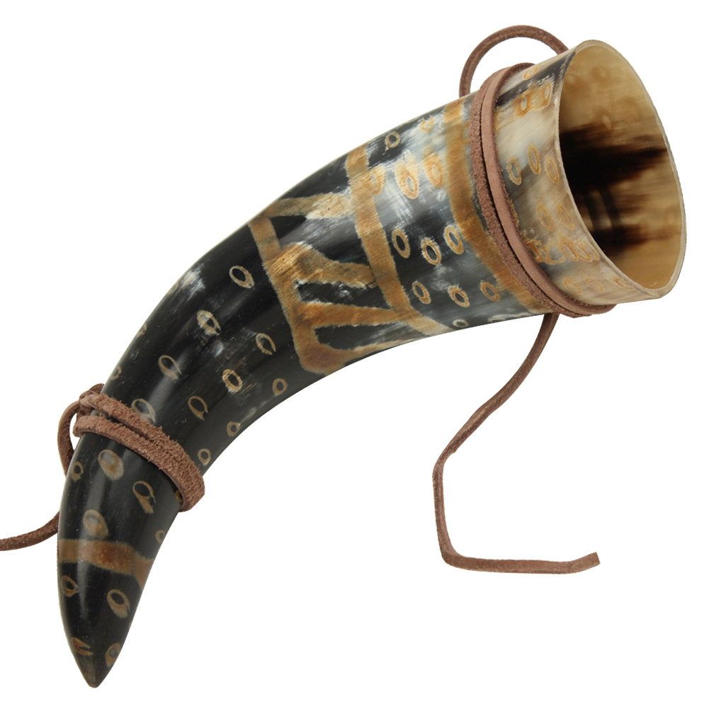 Medieval Snakeskin Drinking Horn with LEATHER String Holder