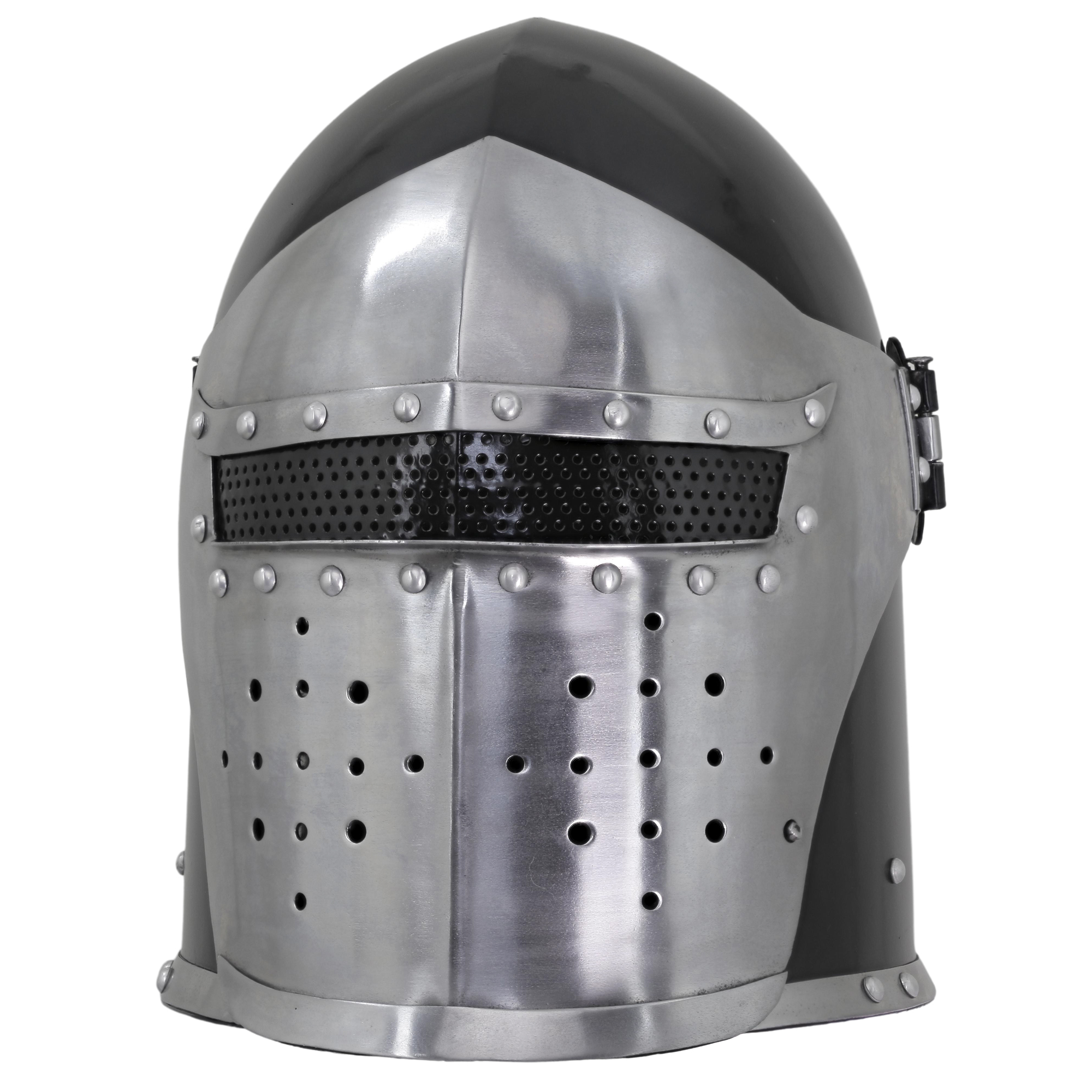 Stronghold Under Siege Forged 16G Steel Dual Tone COSTUME Reenactment Visored Barbuta Helm w/ Eye Gu