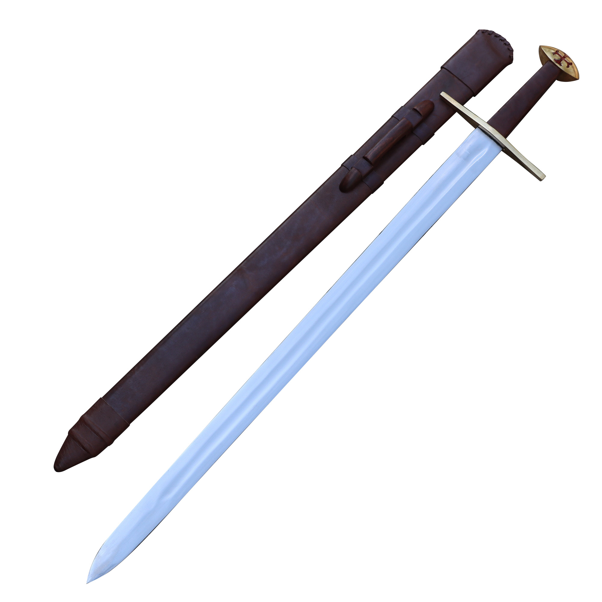 Medieval European Functional Full Tang EN45 High Carbon Steel Knightly Arming SWORD with Templar Cro