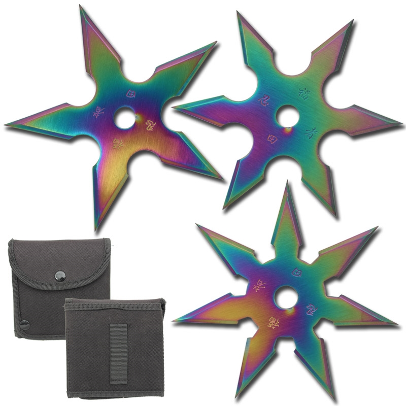 Khoga Ninja Sure STICK Throwing Star 3pcs Set - Titanium