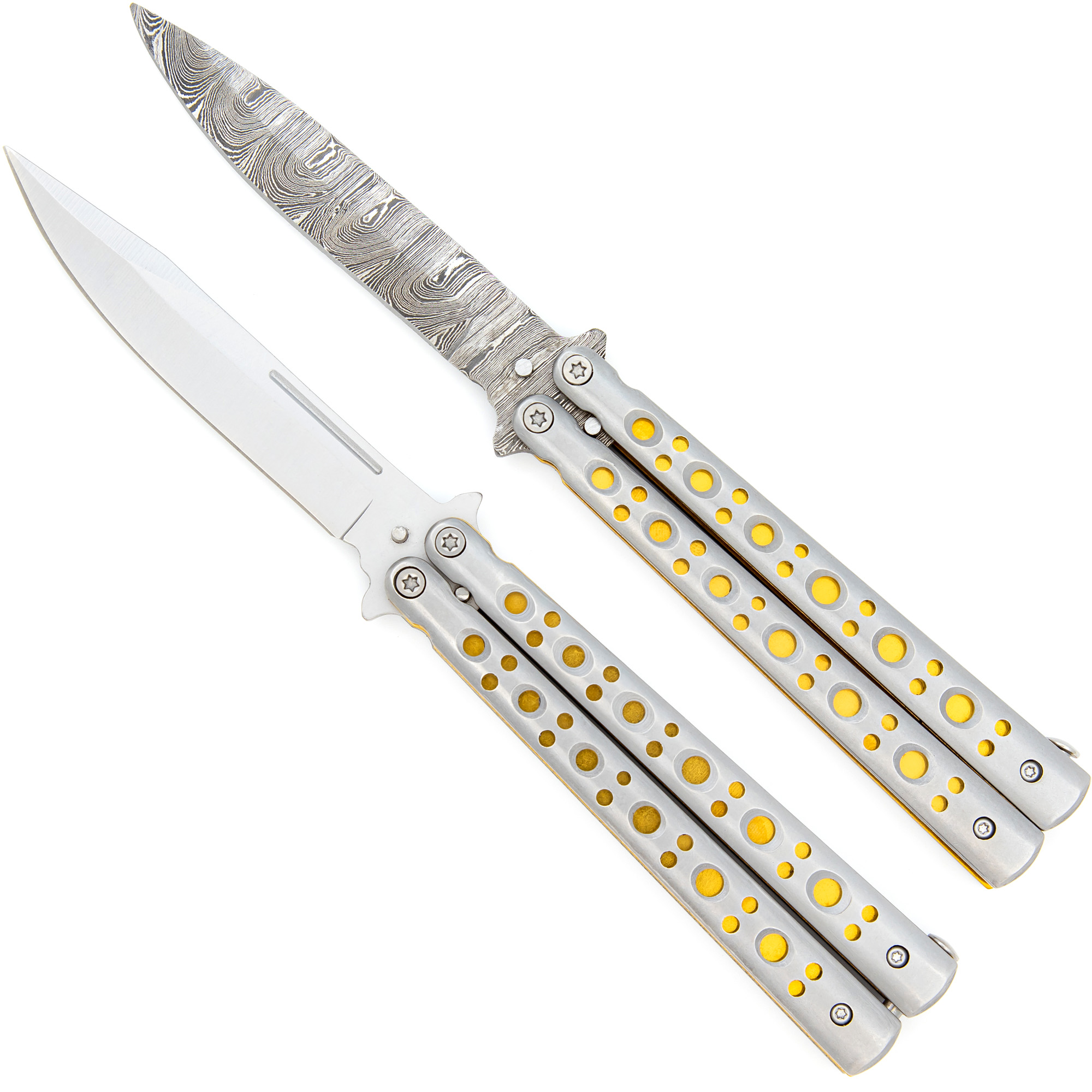 GOLD Panning Clip Point Balisong Butterfly Knife Flipper
