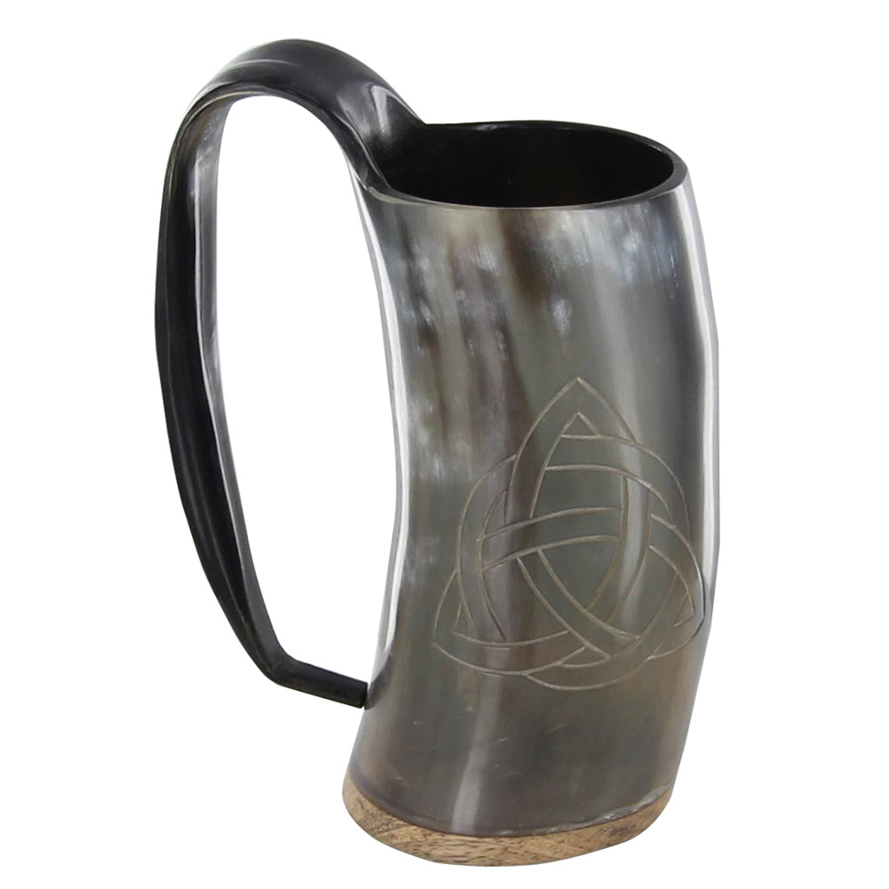 Norse Celtic Tankard Triquetra Trinity Knot Design Drinking Horn MUG