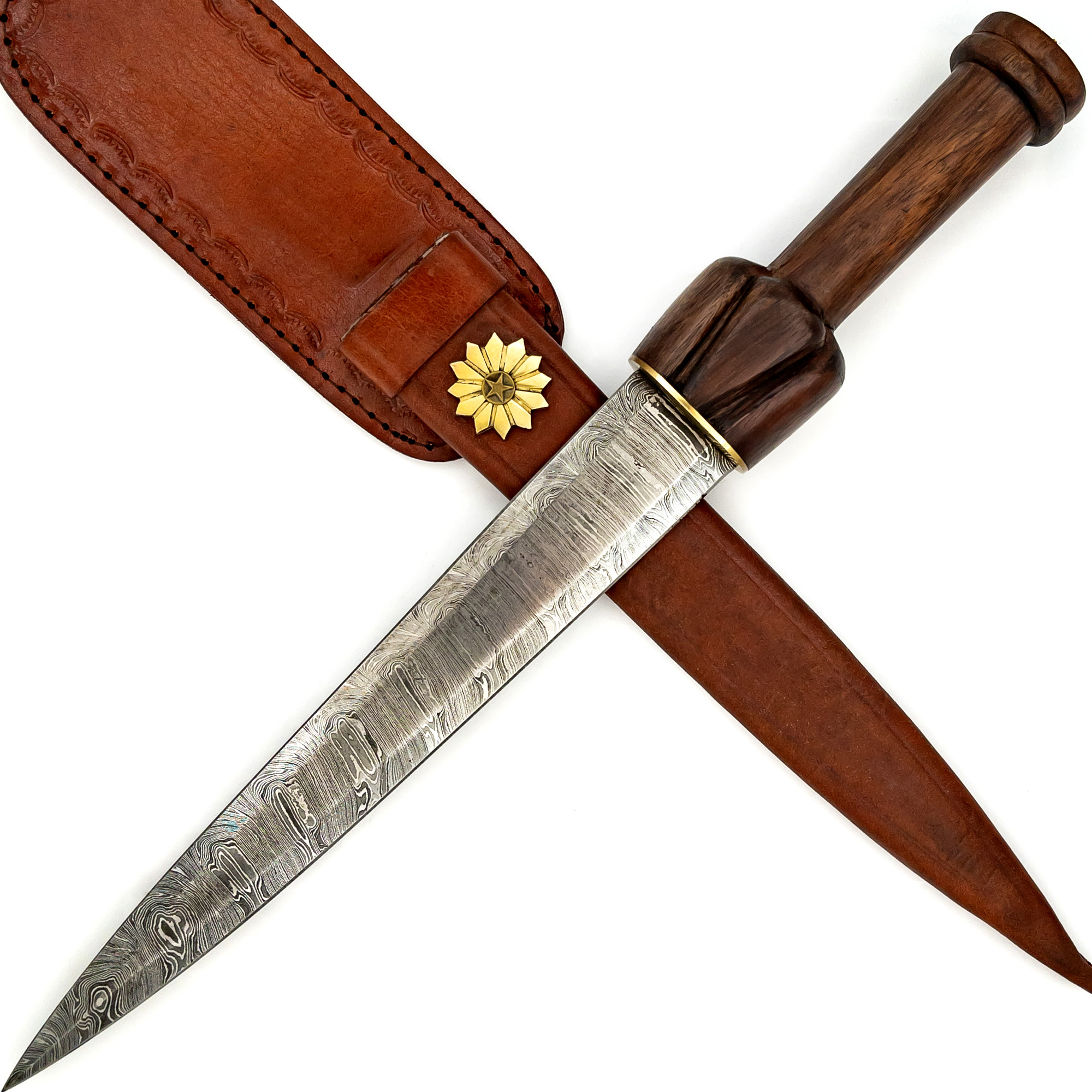 Divine Judgement Ornate Damascus Steel Ceremonial Dagger | LEATHER Sheath Included