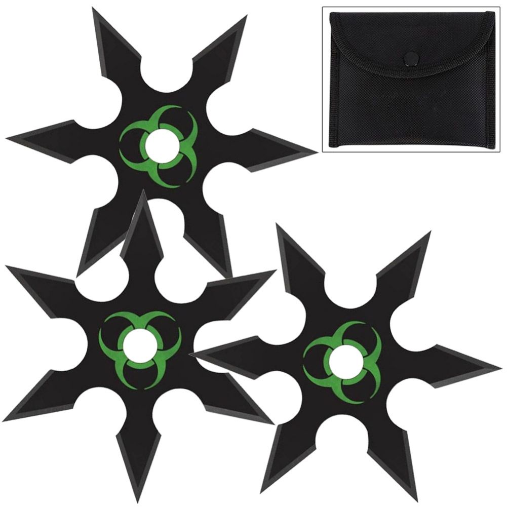 BlAck HolE 6 Point HEAvy Duty 3 PiEcE Throwing STAR SEt