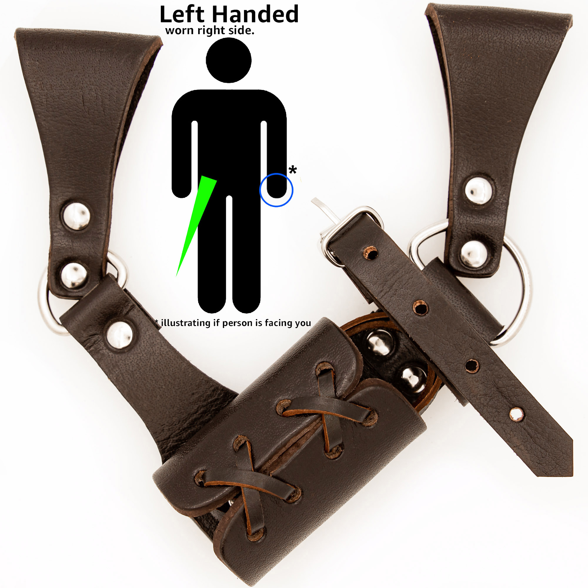 Left-Handed UNIVERSAL Adjustable Bovine Leather Sword Frog | Brown