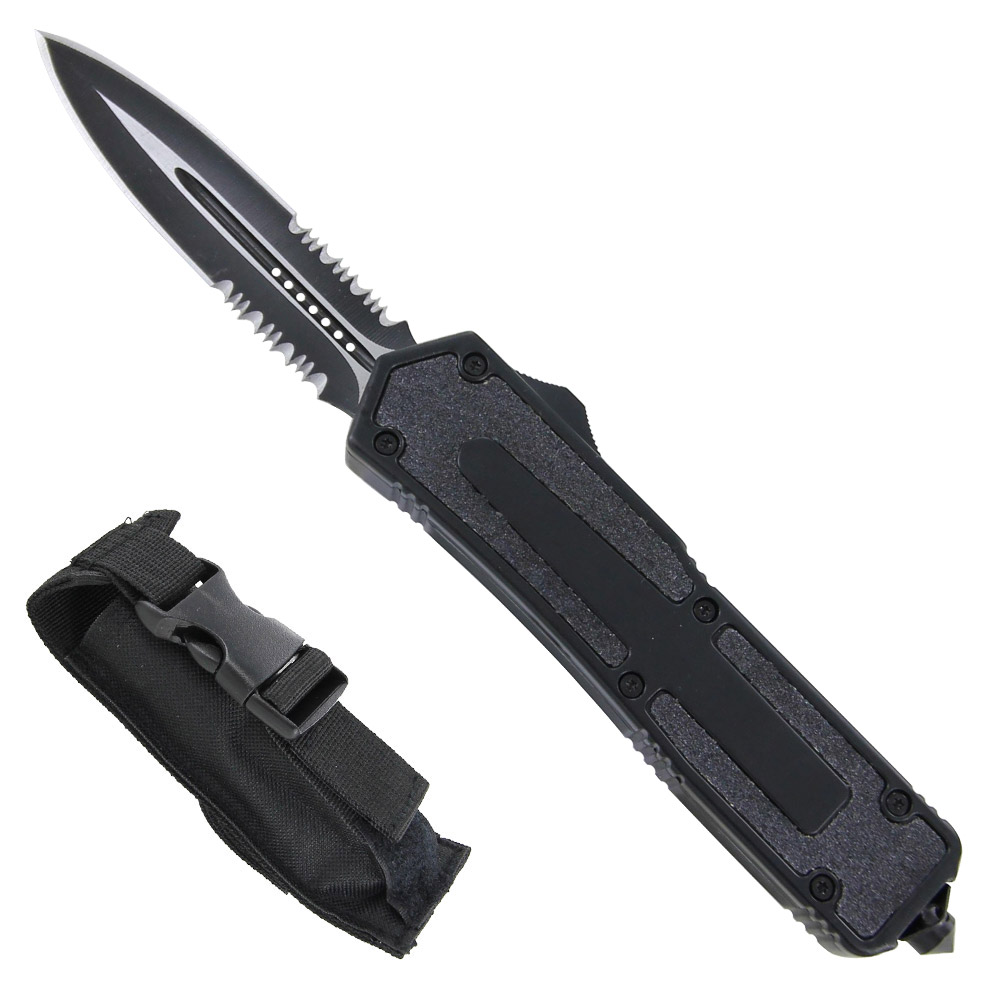 Titan Originator OTF Serrated Double Edge Auto KNIFE Black