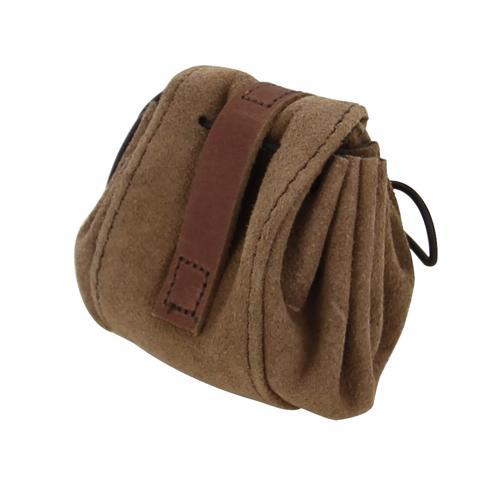 Medieval Small Suede LEATHER Strapped Drawstring Pouch