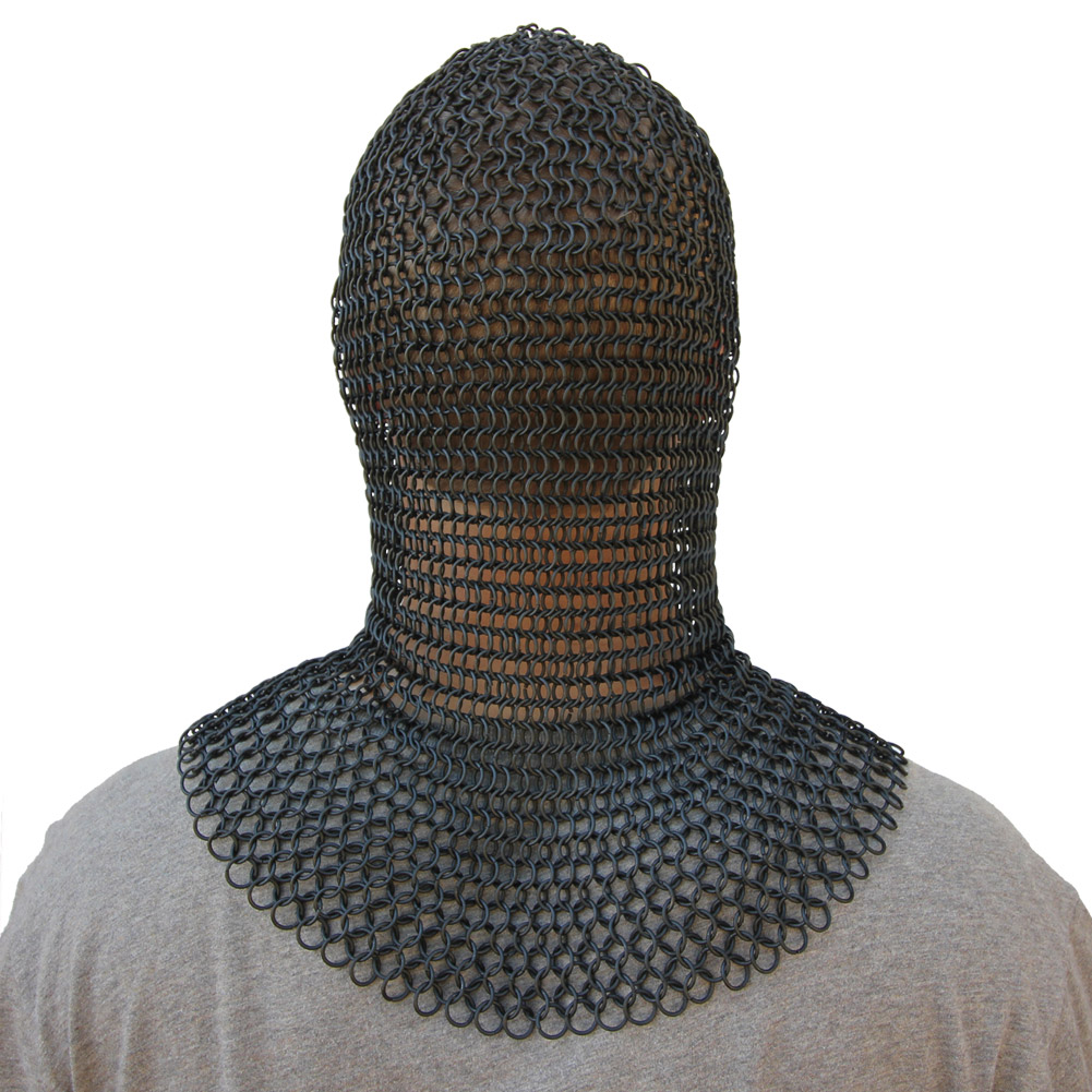 Medieval Blackened Chainmail Coif