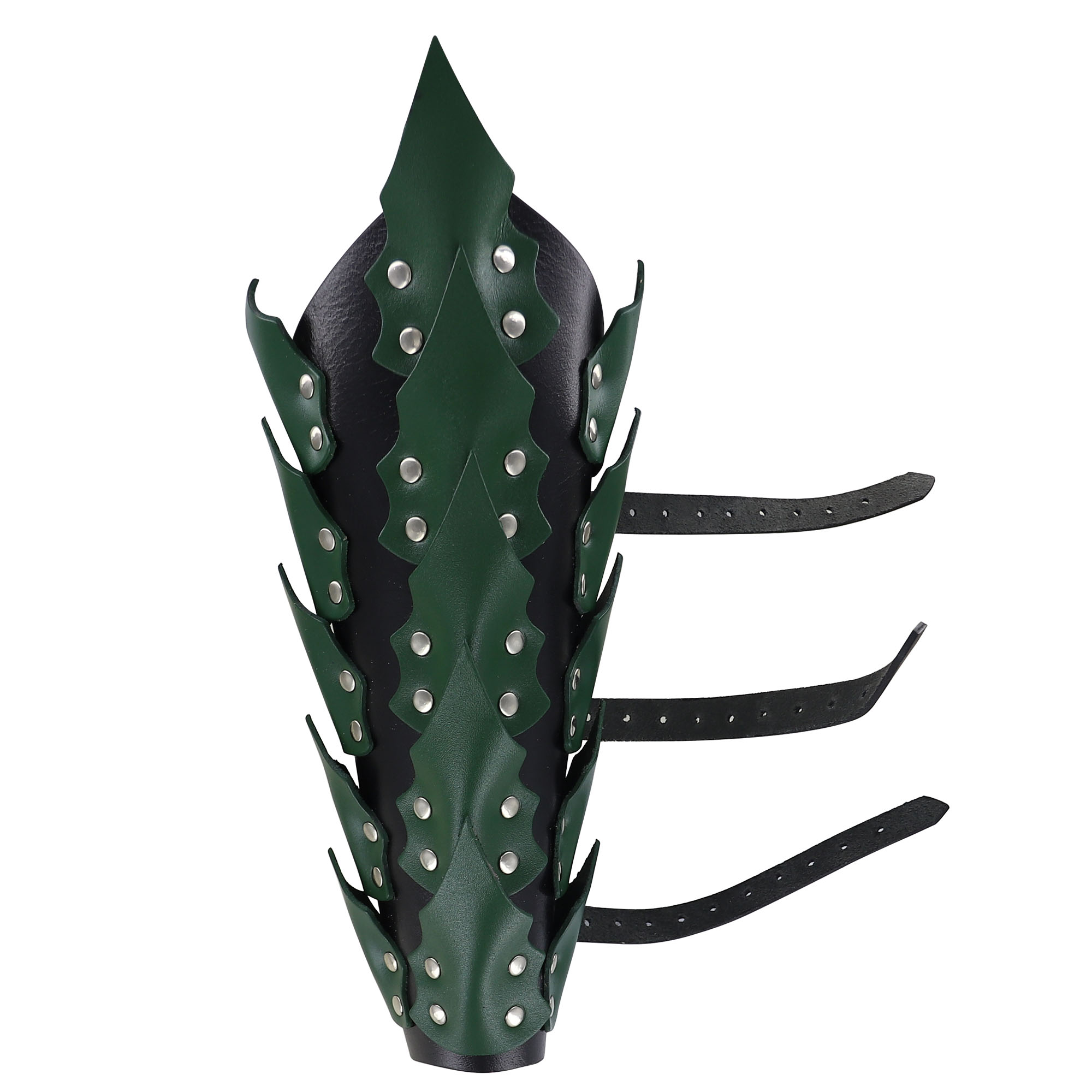 Drogo's Fury DRAGON Scale Adjustable Leather Leg Greaves | Black and Green |
