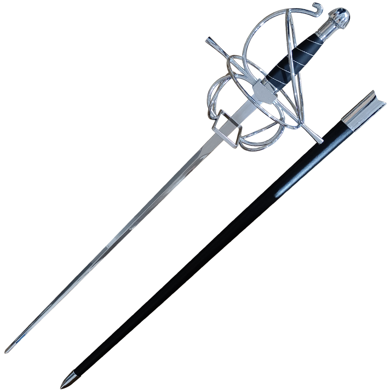 Renaissance Rapier with Swept Hilt and SPIRAL Design ? Stainless Steel Blade