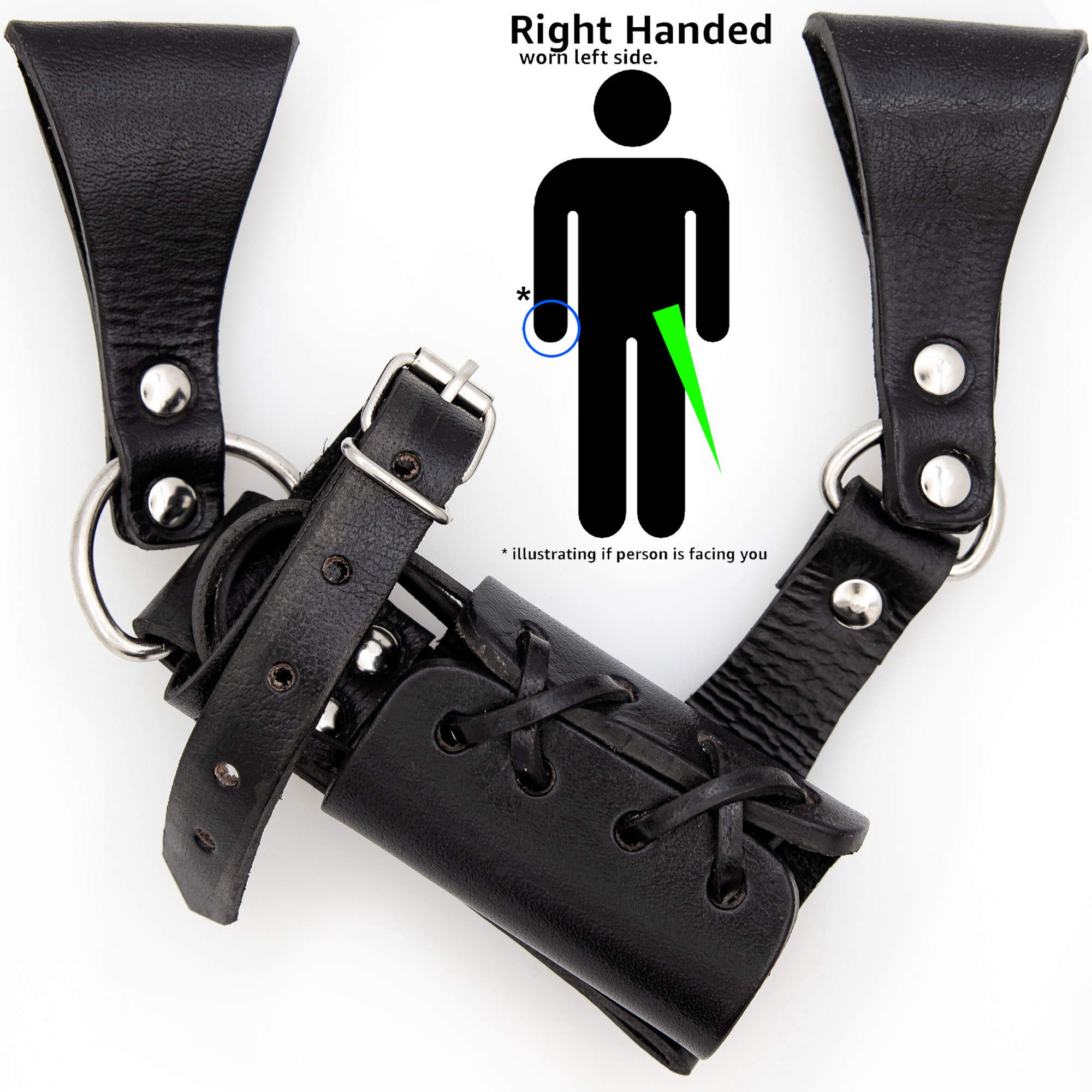 Right-Handed UNIVERSAL Adjustable Bovine Leather Sword Frog | Black