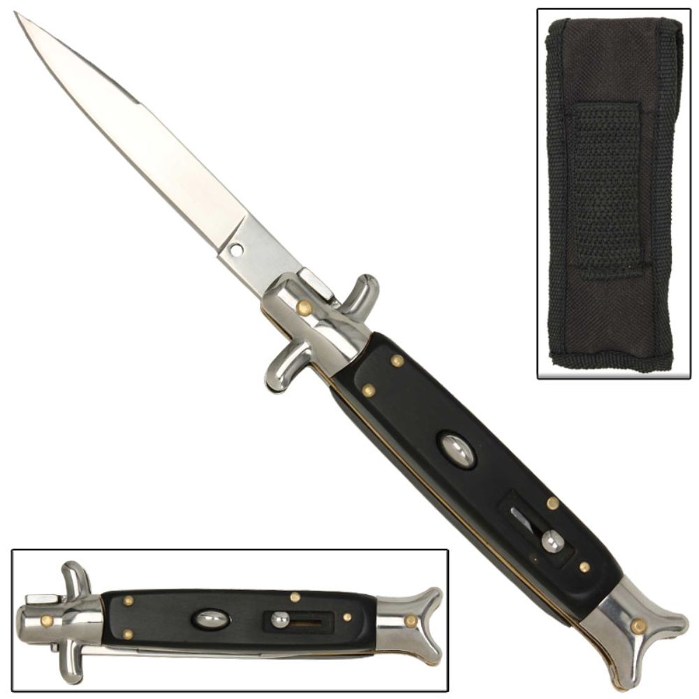 Italian Stiletto SWITCHBLADE Knife Silver Blade