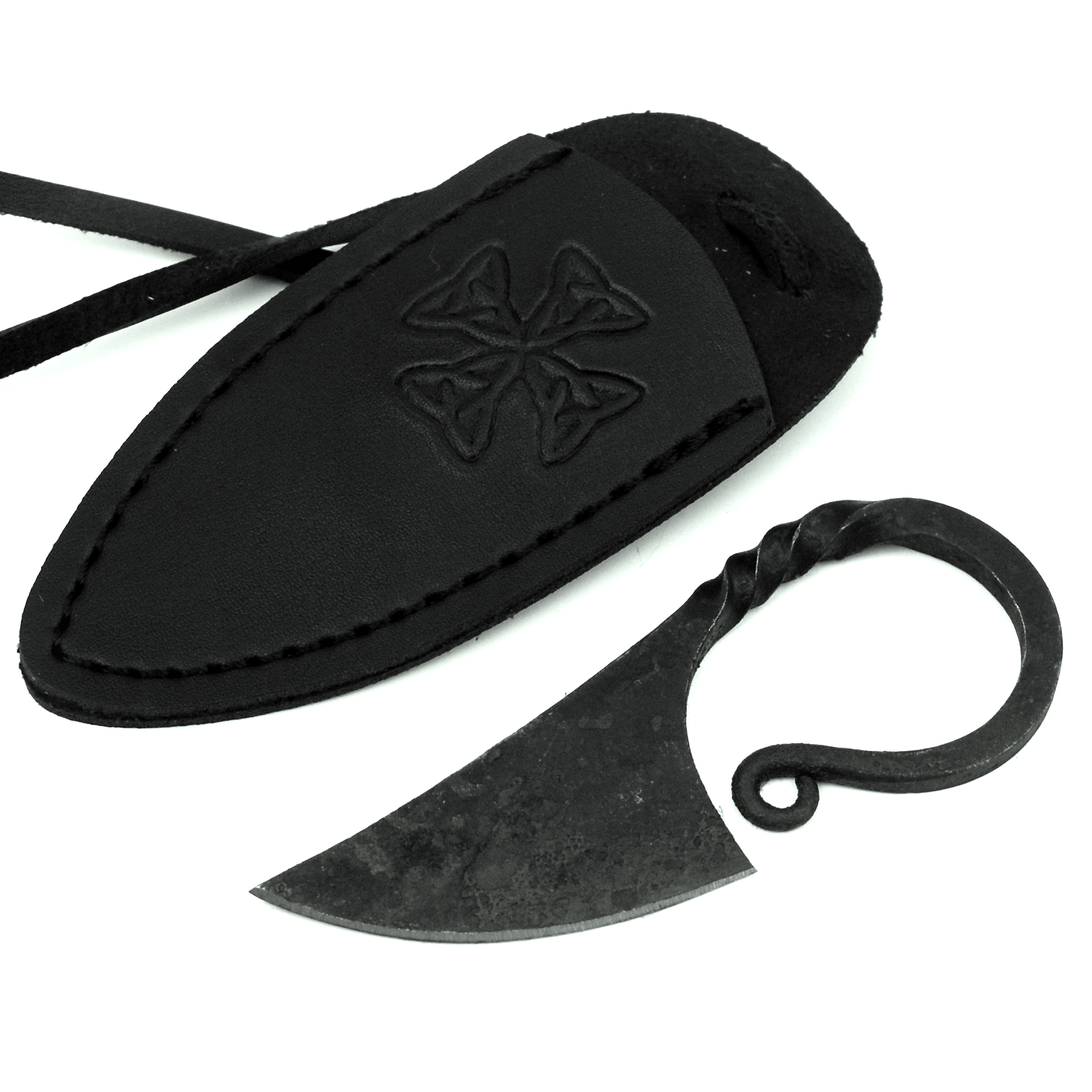 Medieval Hand Forged Scandinavian Pocket Neck Knife | Black Sheath |