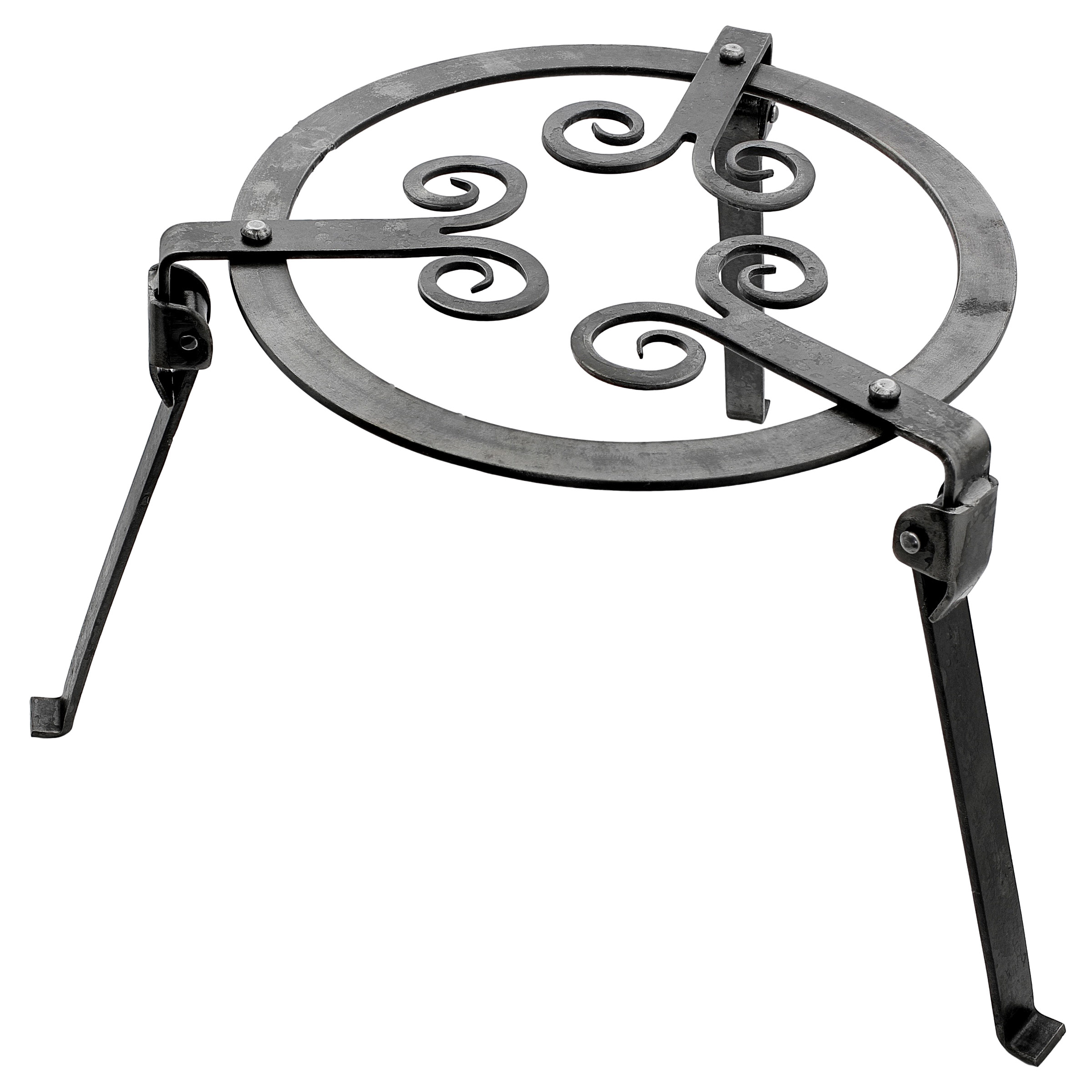 HAnd Forged MedievAl Folding CollApsiBle Iron Grill StAnd