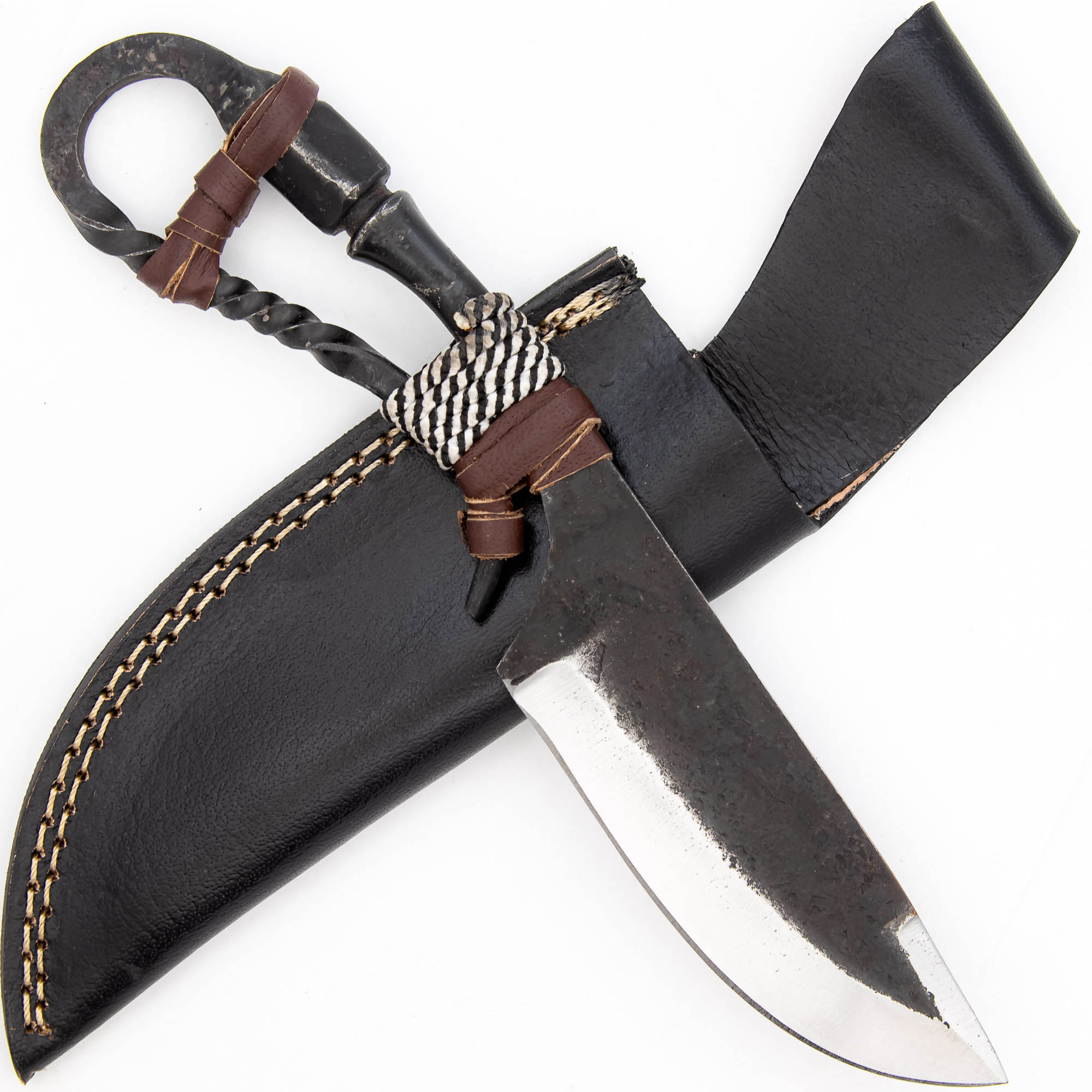 Free Rein High Carbon Steel Medieval Functional Full Tang Drop Point Viking Hunting KNIFE w/ Leather