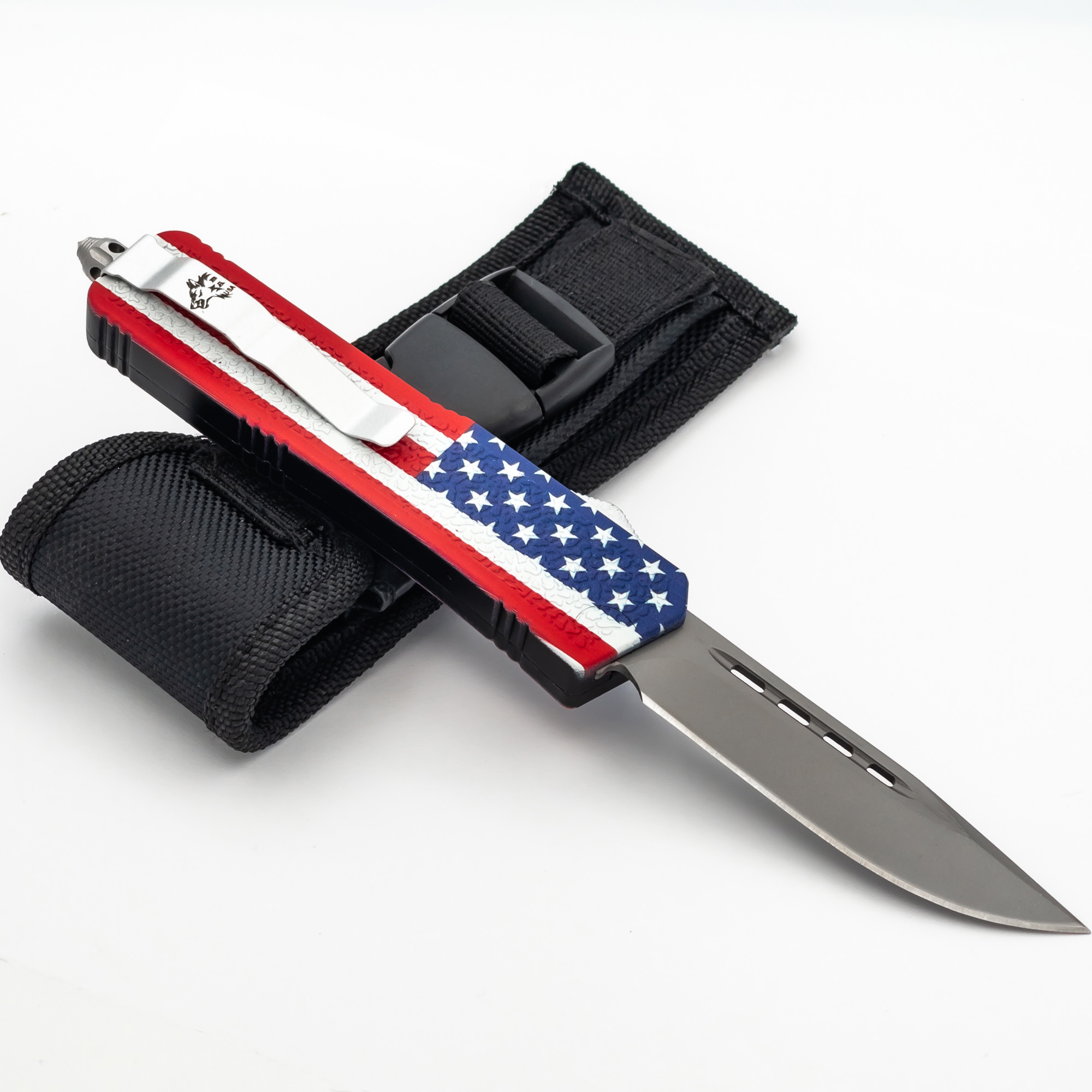 Simply the Best Automatic OTF American FLAG Out the Front Pocket Knife
