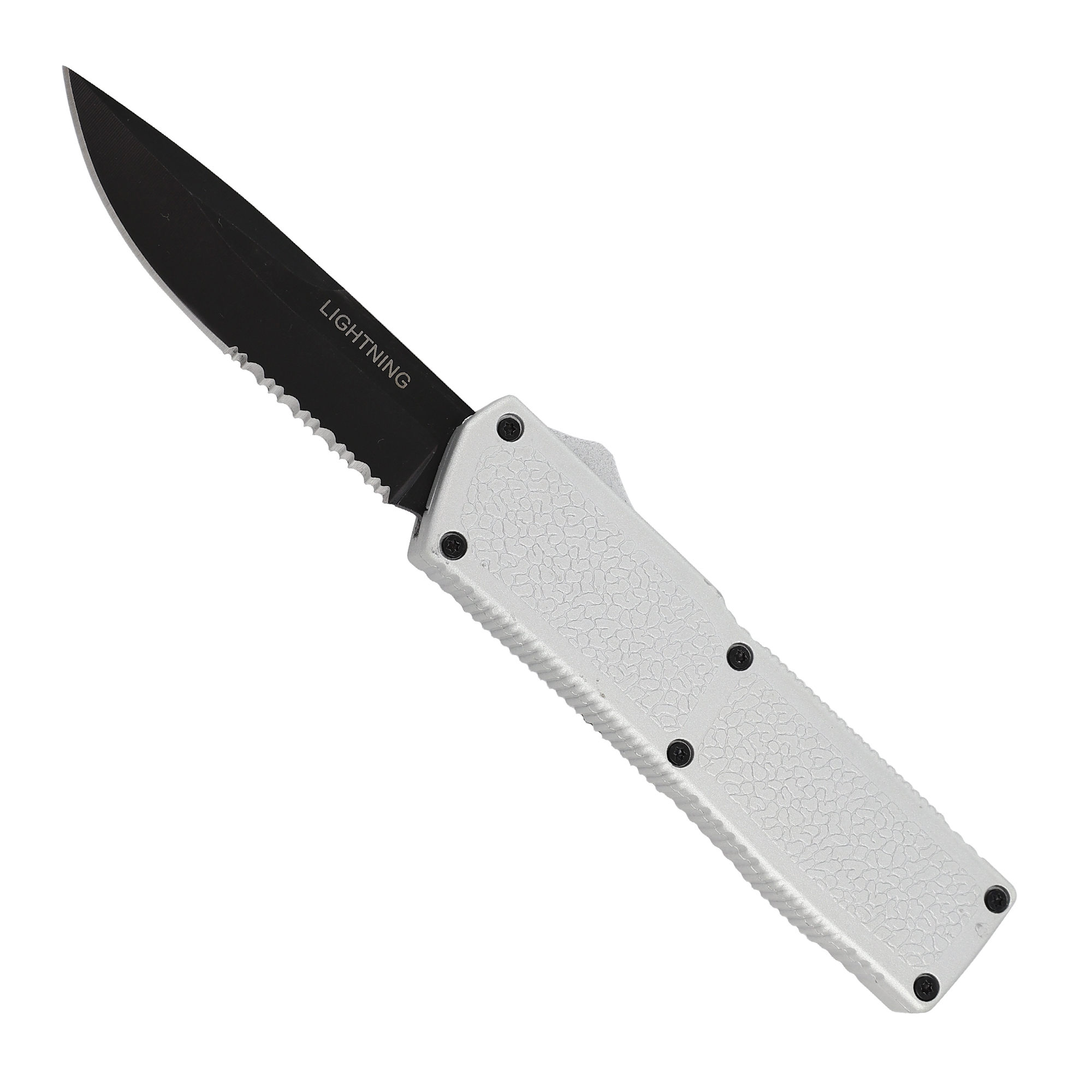 Ghost Walking Lightning Silver Dual Action Serrated Drop Point Automatic OTF KNIFE