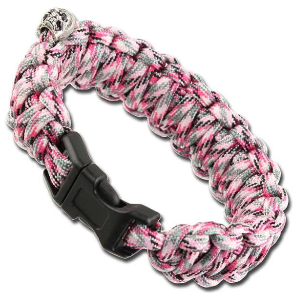 Skullz Survival Military Braided Paracord Bracelet - Pink Camo