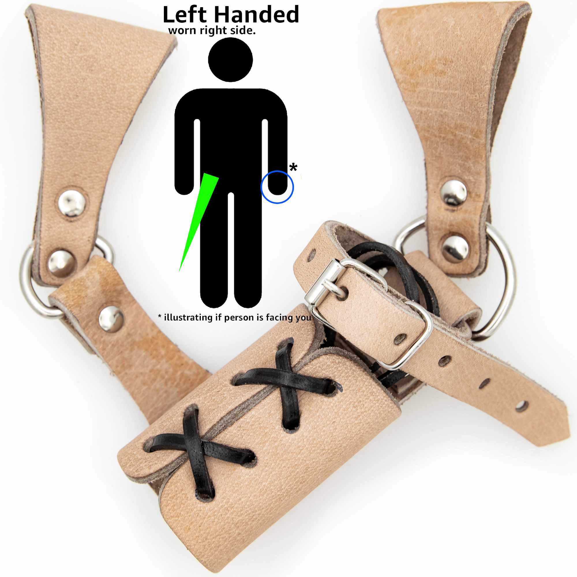 Left-Handed UNIVERSAL Adjustable Bovine Leather Sword Frog | Natural Tan