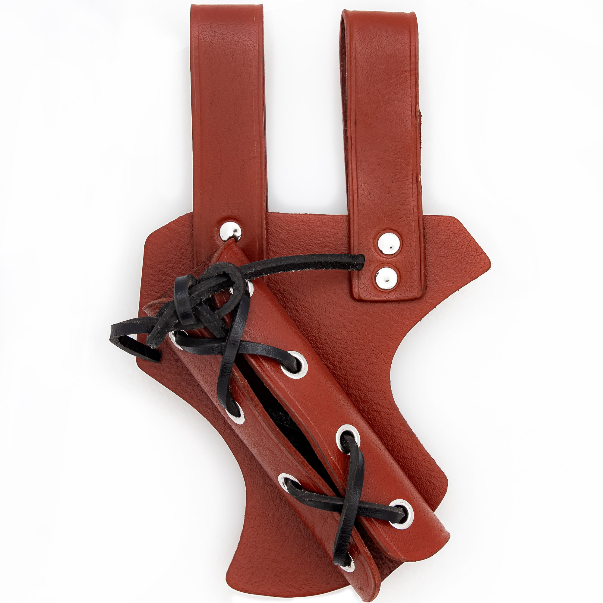 Right-Handed Medieval Hawk Wood Leather Sword Dagger Weapon Frog COSTUME Accessory | Maroon
