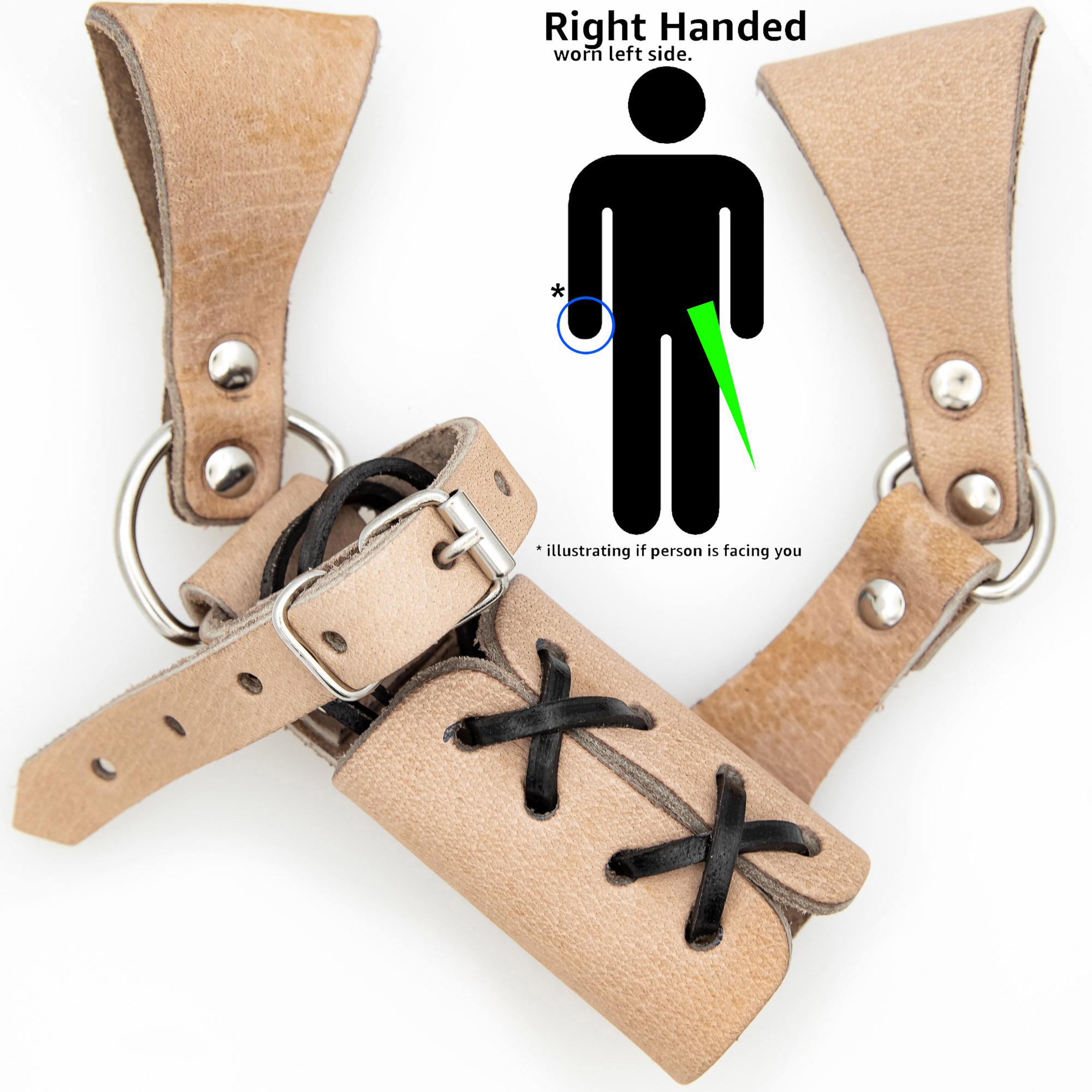 Right-Handed UNIVERSAL Adjustable Bovine Leather Sword Frog | Natural Tan