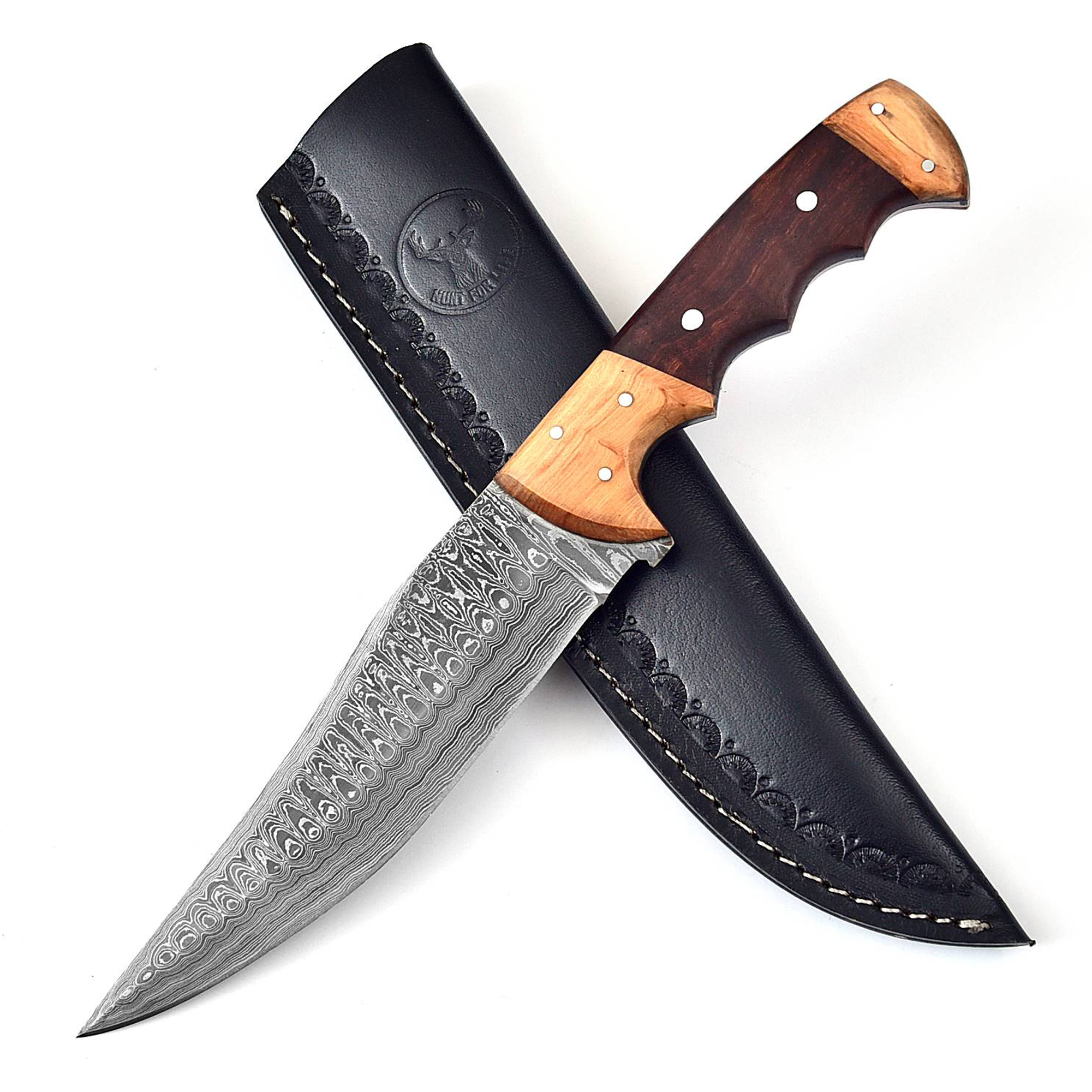 ''Years of Growth Hunting KNIFE | Damascus Steel, Walnut & Beechwood Grips by Hunt For Life''