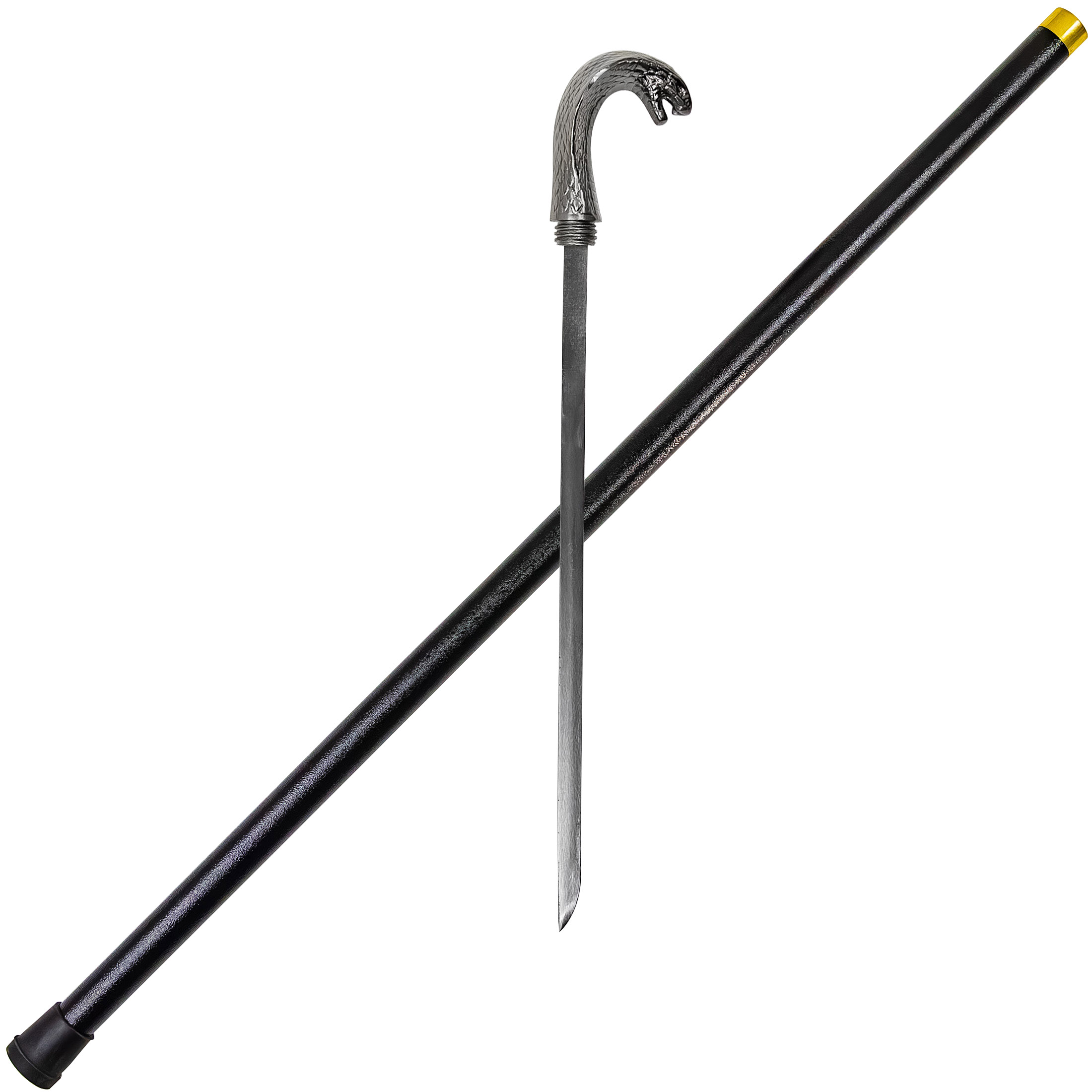 Poison Lightning Cobra Snake Pewter Finish COSTUME Walking Sword Cane w/ Rubber Stopper