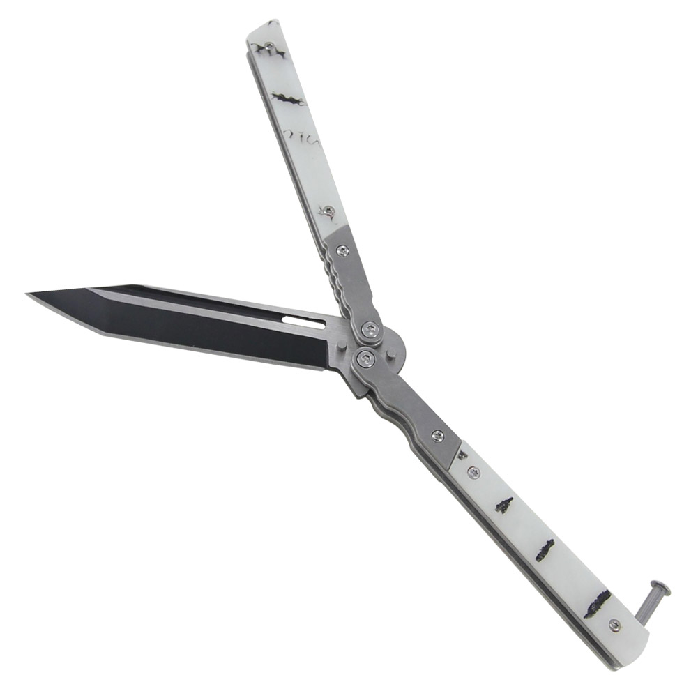 White Widow Two Toned Stainless Steel Butterfly KNIFE