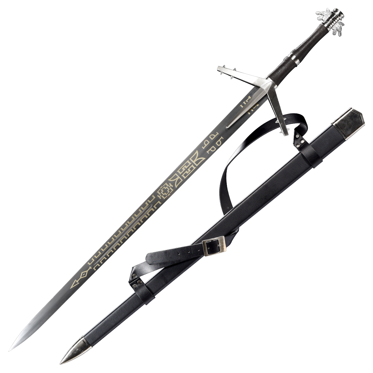 ''Exquisite Silver SWORD Replica ? Gold Engravings, Inspired by a Famous FANTASY Adventure''
