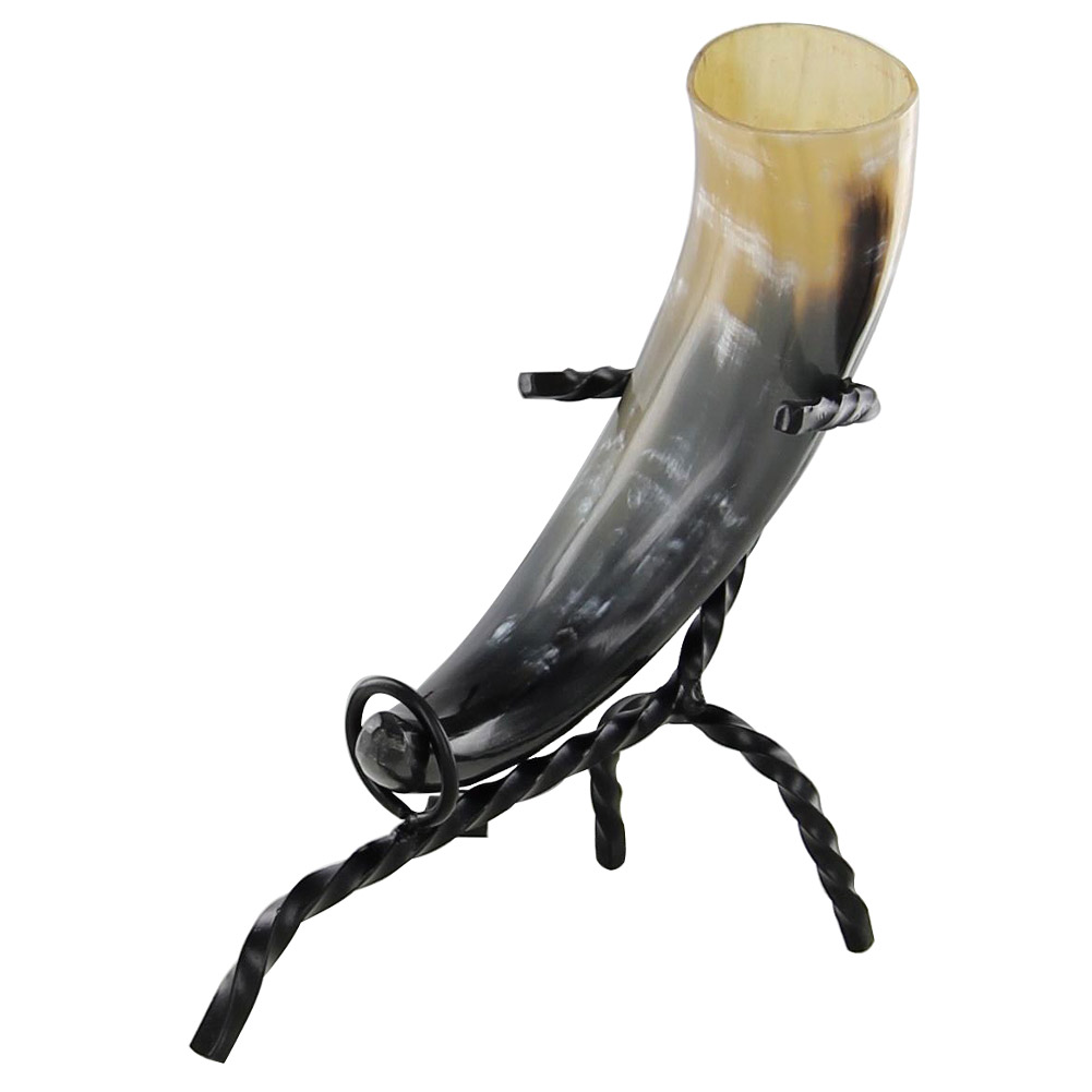 Medieval Viking NorwegiAN Drinking Horn & StANd