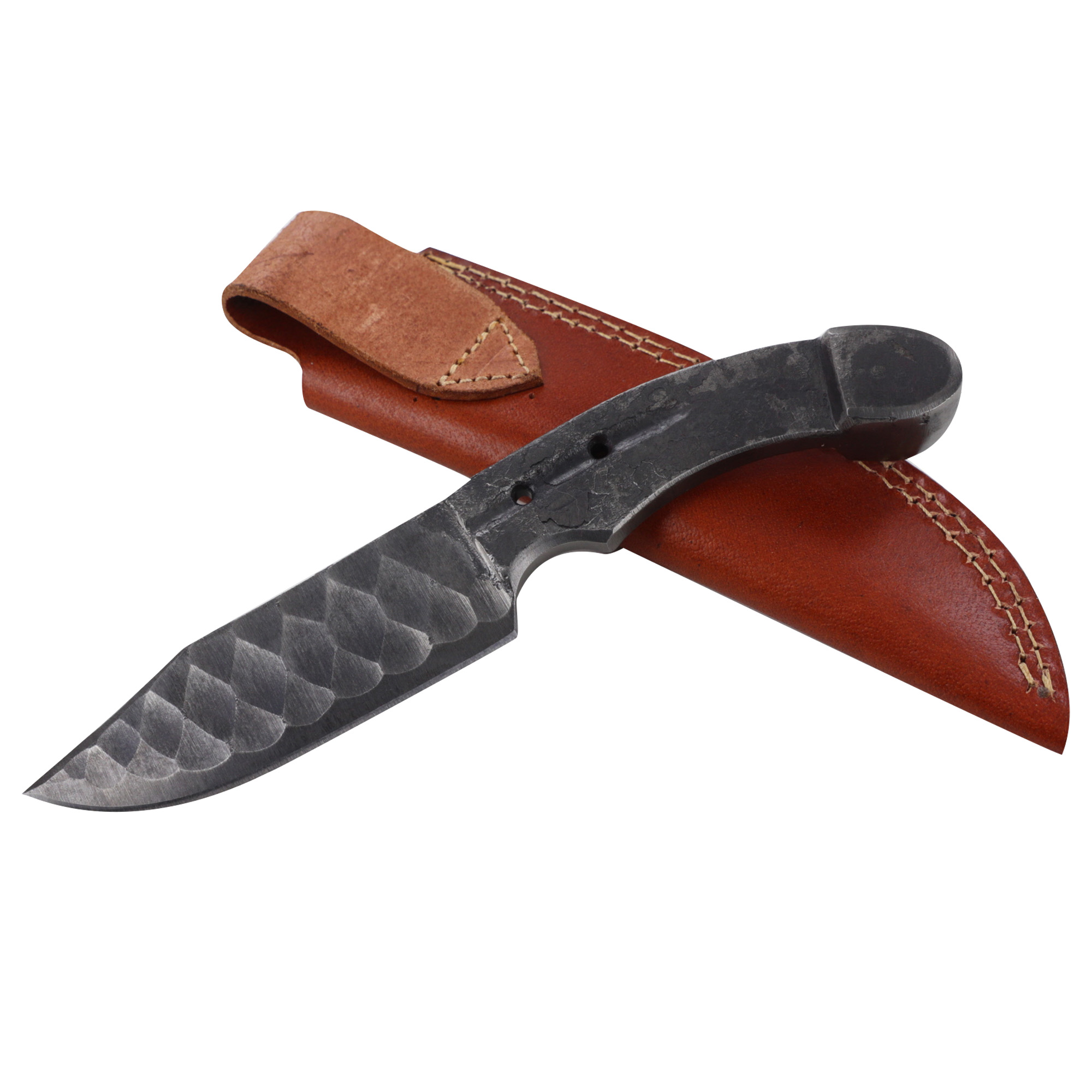 Gifted Hostler Horseshoe Knife | Full Tang Hand Forged Carbon Steel Sharpened Diamond Scalloping Tex