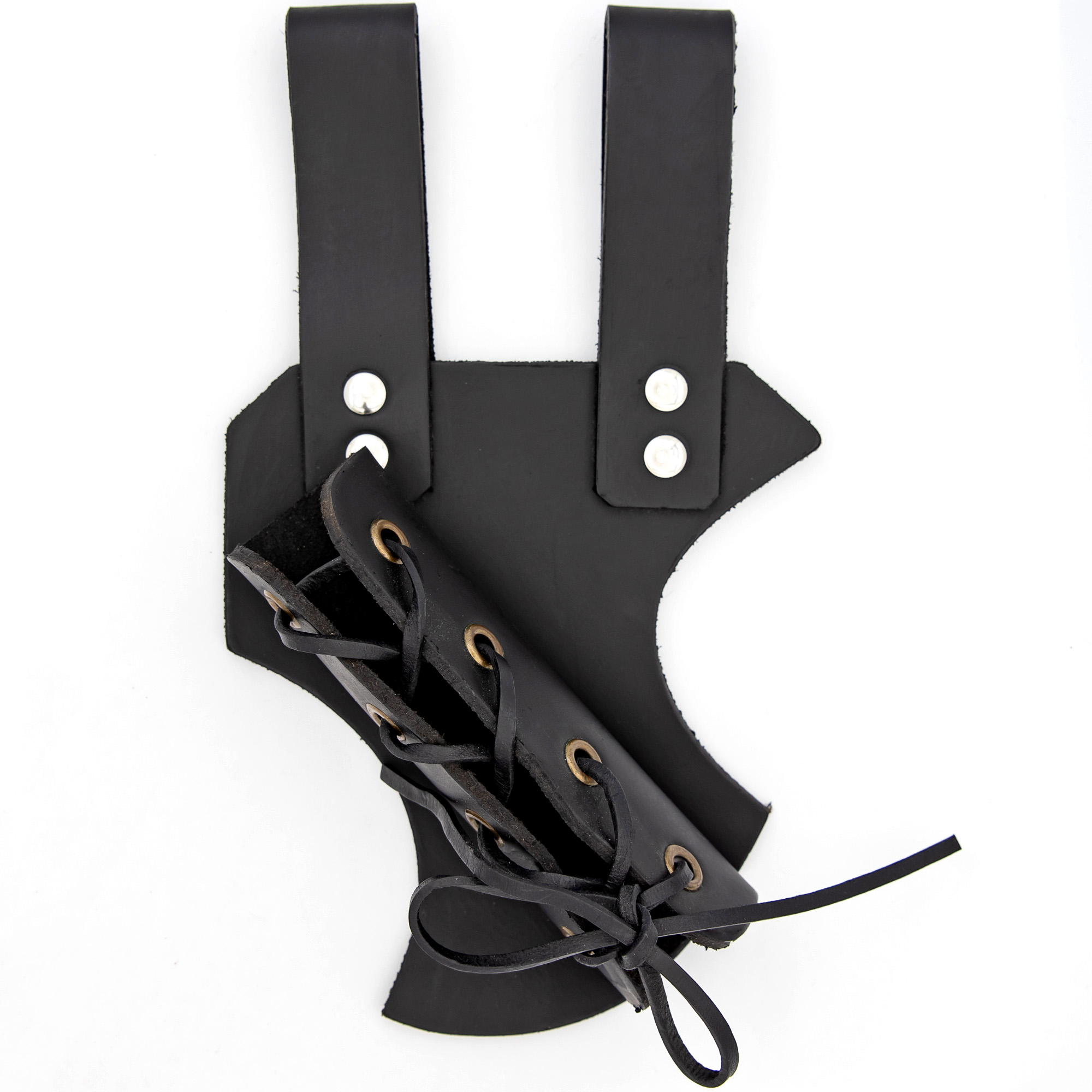 Right-Handed Medieval Hawk Wood Leather Sword Dagger Weapon Frog COSTUME Accessory | Black