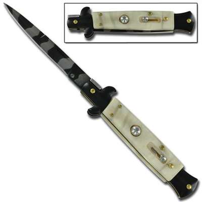 Stiletto Milano Bayonet Blade Marble KNIFE Silver