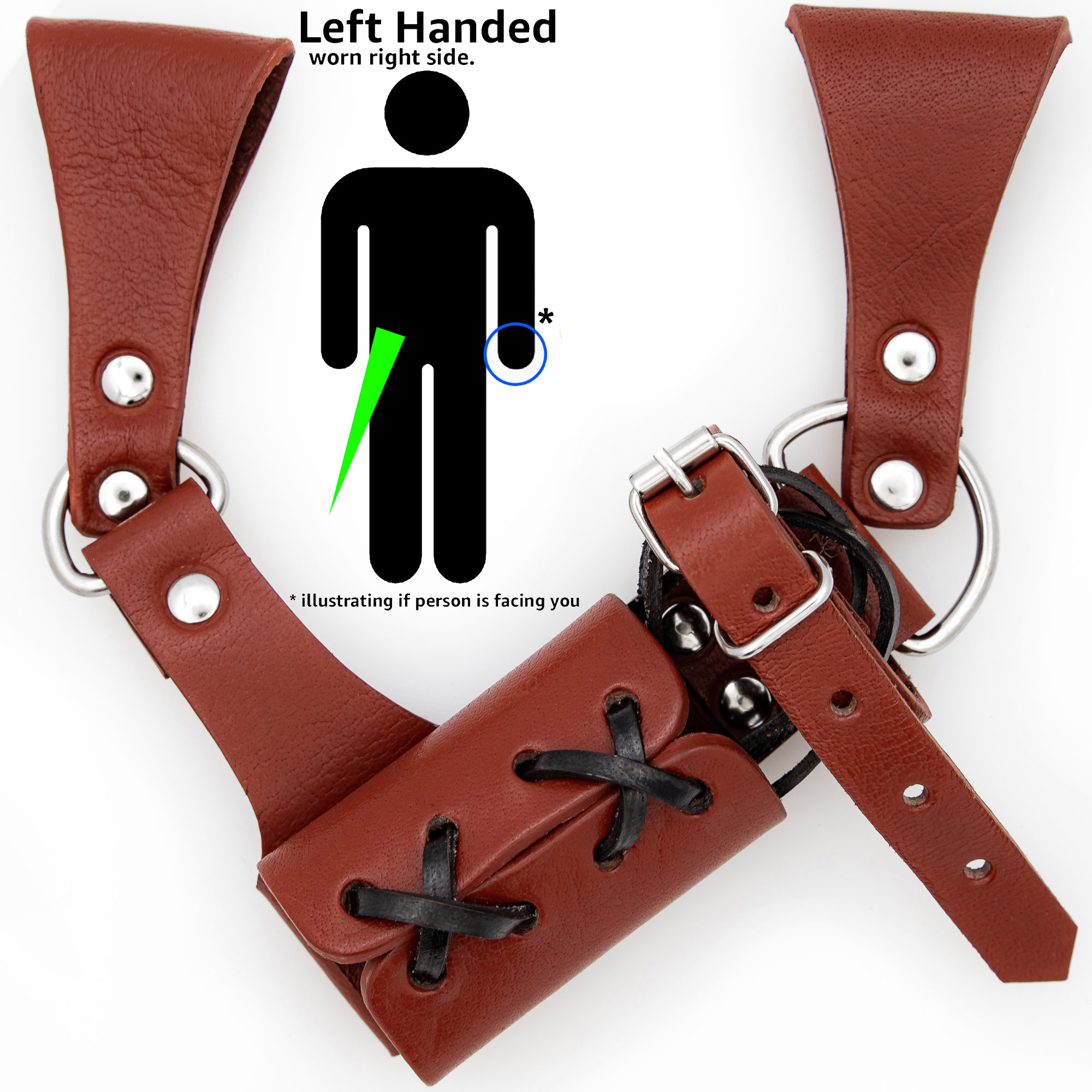 Left-Handed UNIVERSAL Adjustable Bovine Leather Sword Frog | Maroon