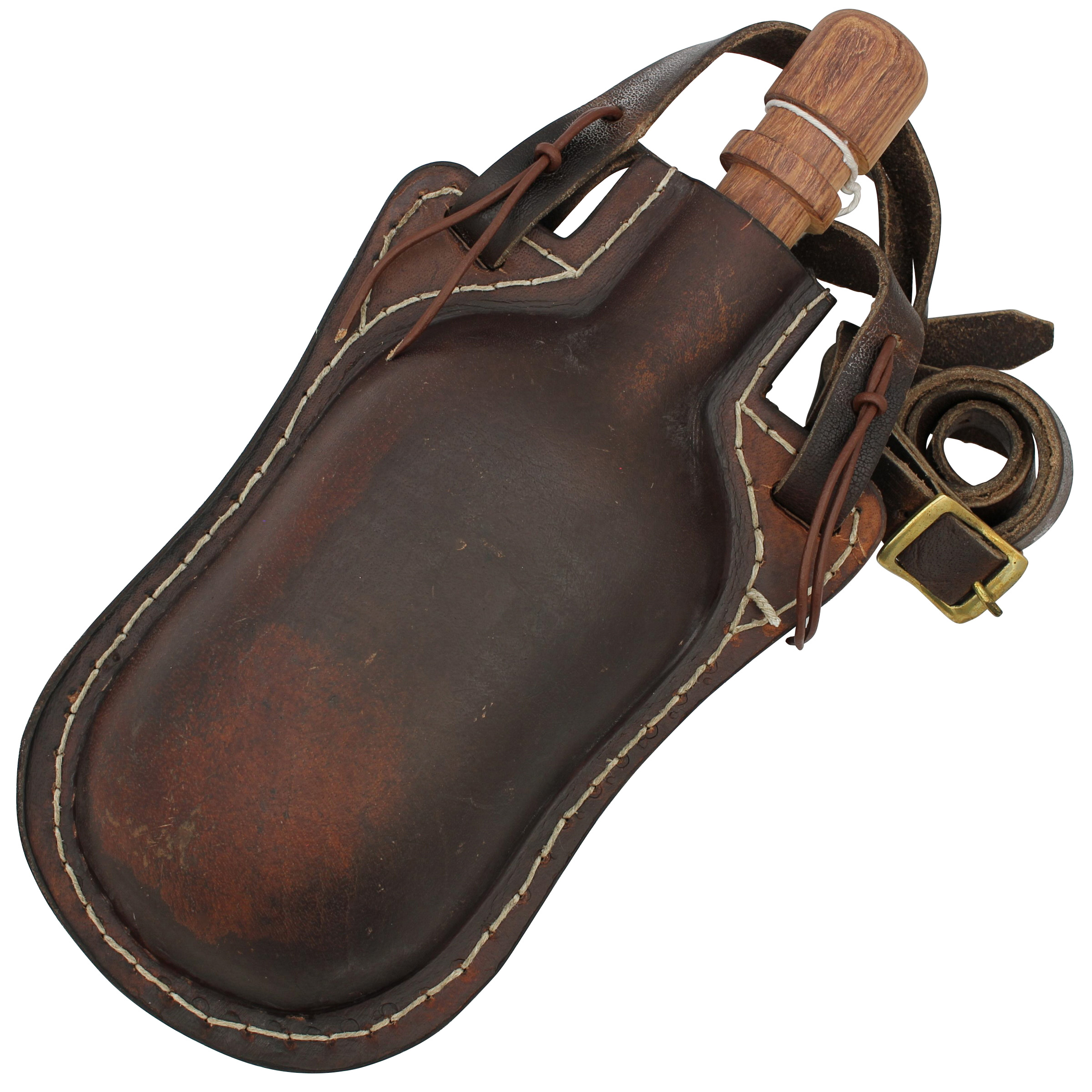 Ranch Hand 48 oz. Handmade BROWN Genuine Leather Bottle Canteen w/ Wooden Stopper & Leather Shoulder