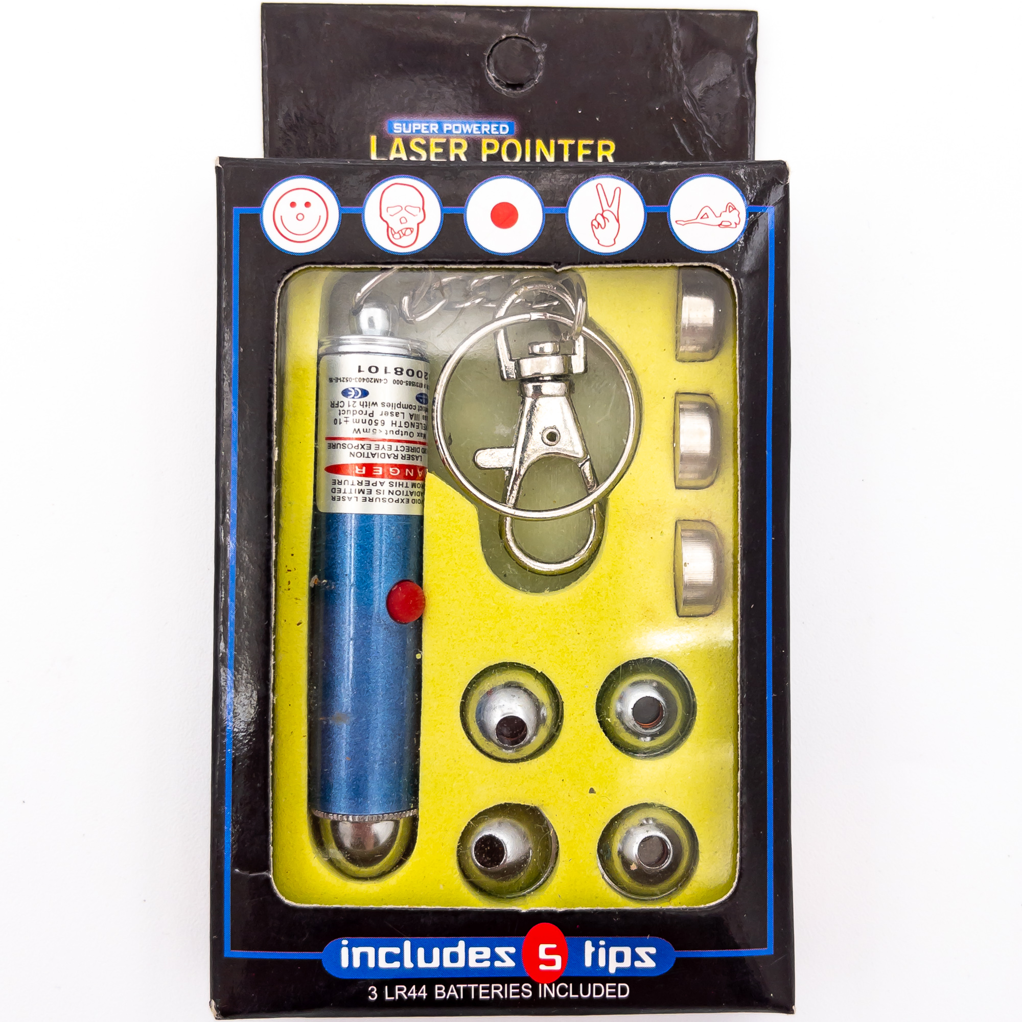 Passing Time Blue Novelty Laser Pointer KEYCHAIN with 5 Different Tips