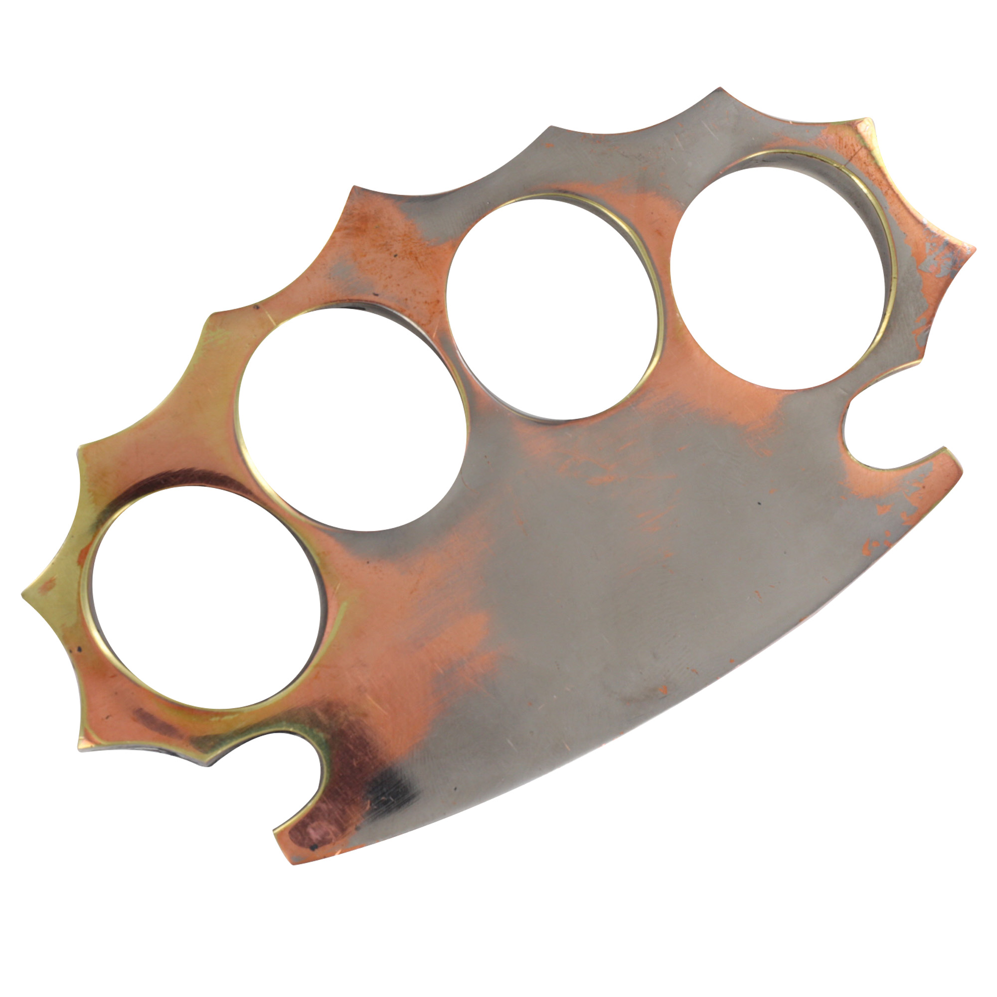 Splatter Scatter Silver & Copper Coated 100% Pure Brass Knuckle Spiked Four Finger Functional Dual C