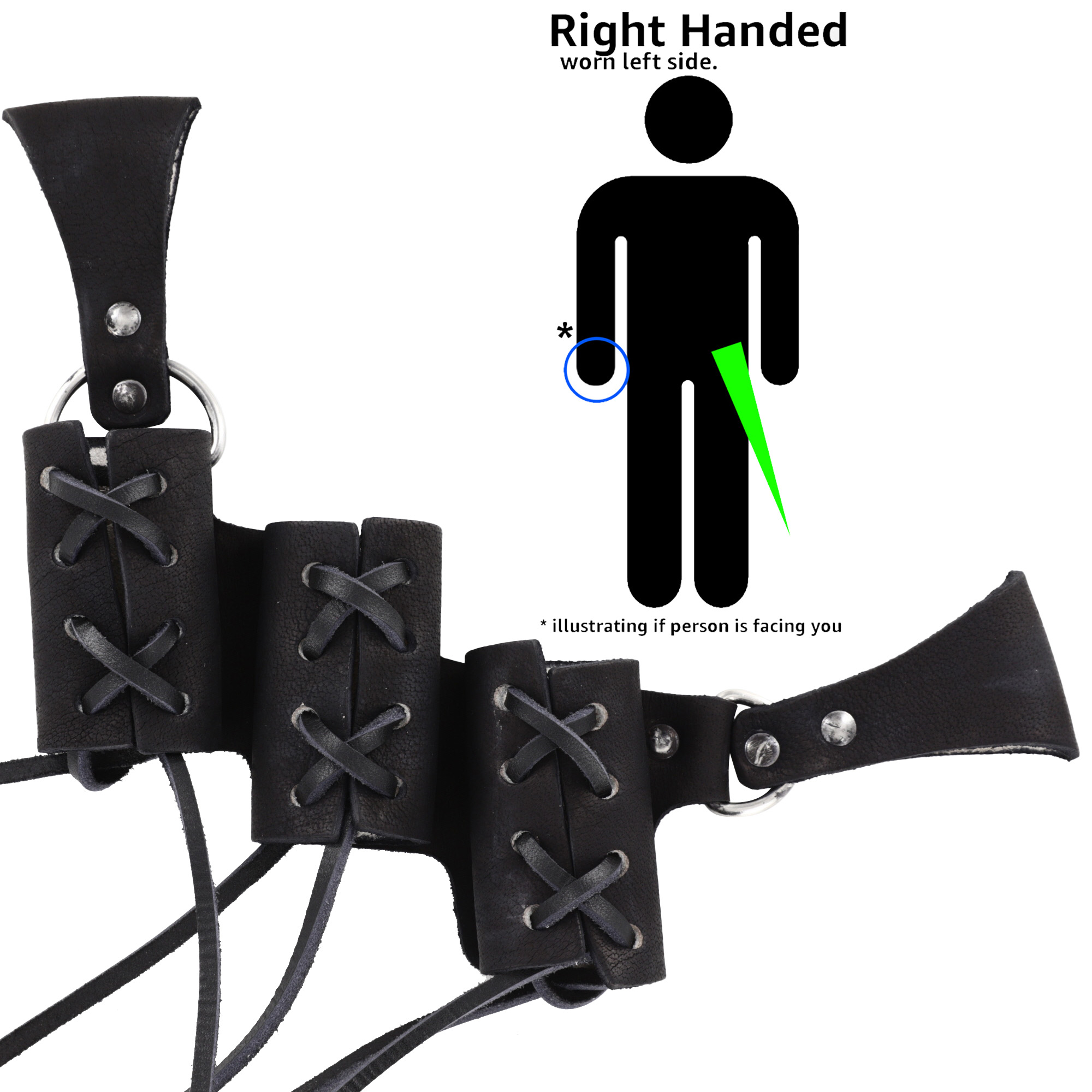 Tertiary Illusion 3 Sword DAGGER Right-Handed Color Choice Medieval Belt Frog w/ Black Lacing