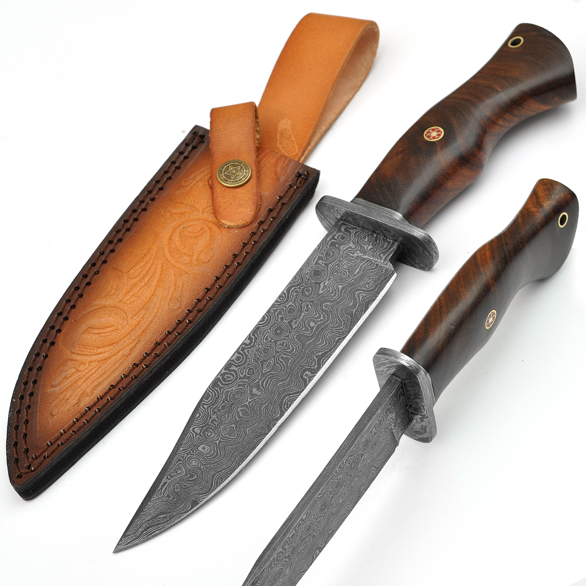 Damascus Steel East Indian Rosewood Handle Fixed Blade Hunting KNIFE