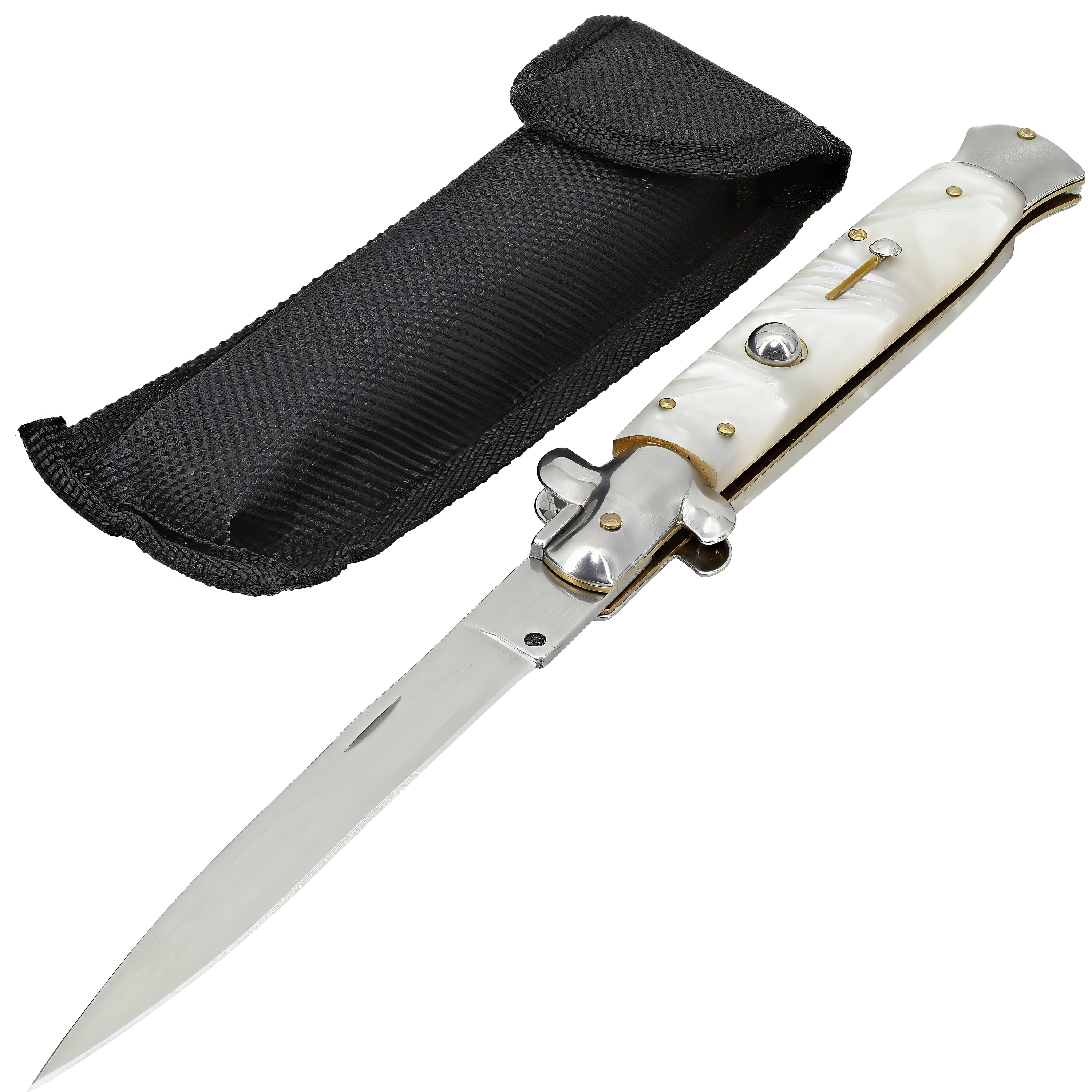 Cattle Prod Italian Stiletto Milano Knife - Push Button Opening