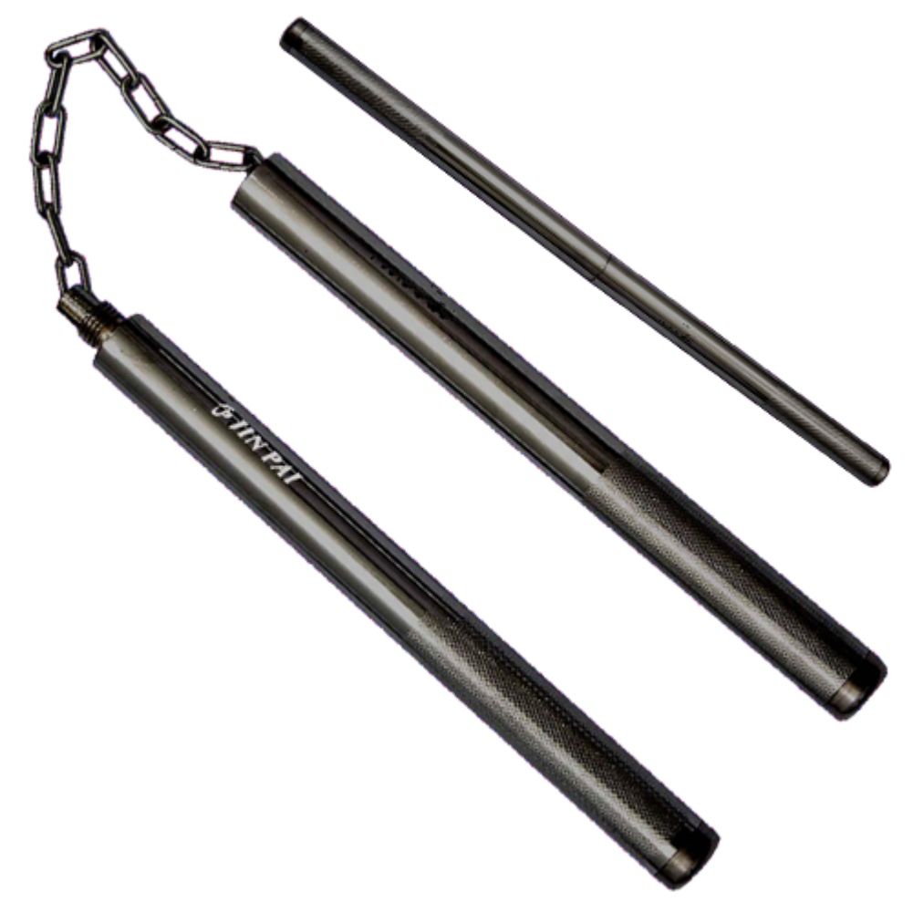 Chin Link Solid Black Steel Nunchaku & Night STICK