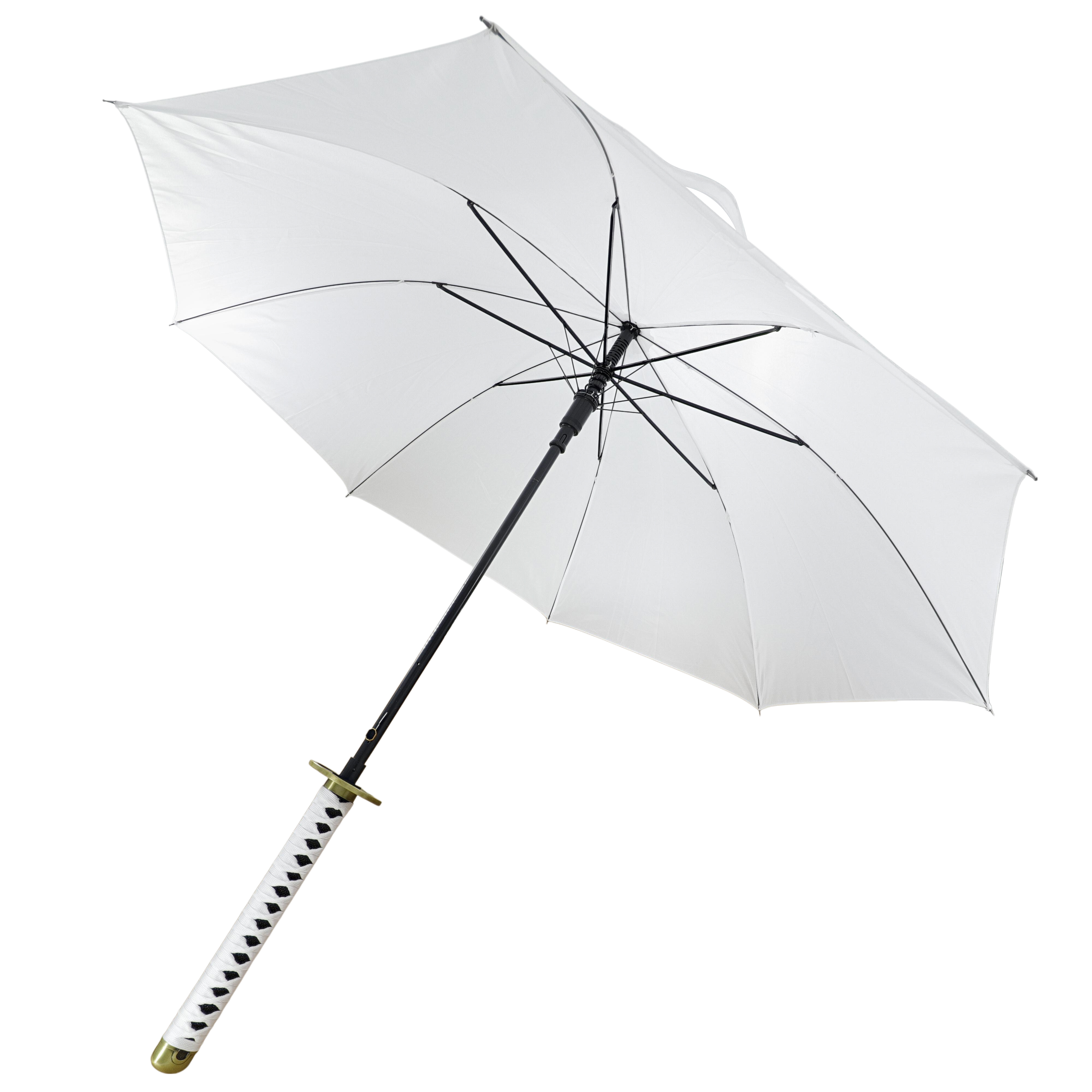 Katana-Style UMBRELLA with White Canopy ? Faux Ray Skin Handle