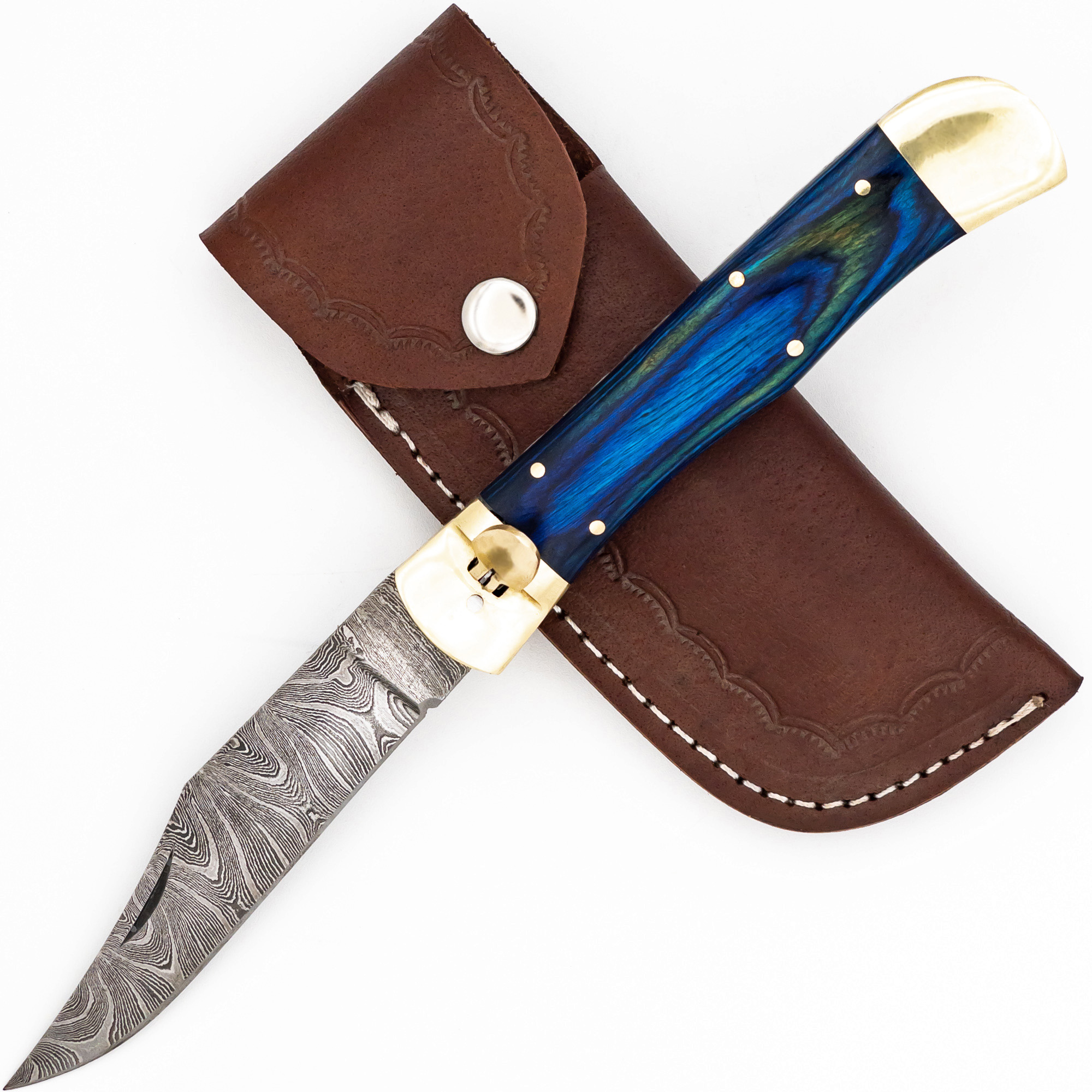 Deep Hole Large Automatic Damascus Clip Point Lever Lock XL SWITCHBLADE Knife