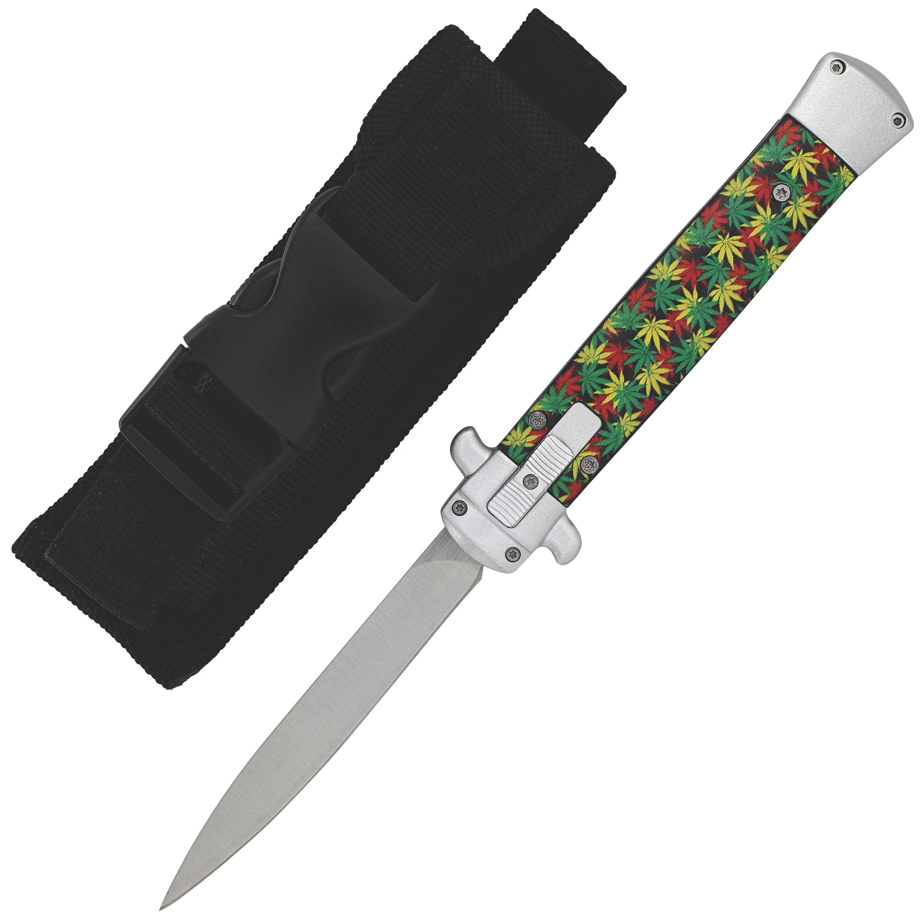 Multicolor RASTA Automatic OTF Knife - Stainless Steel OTF Switchblade