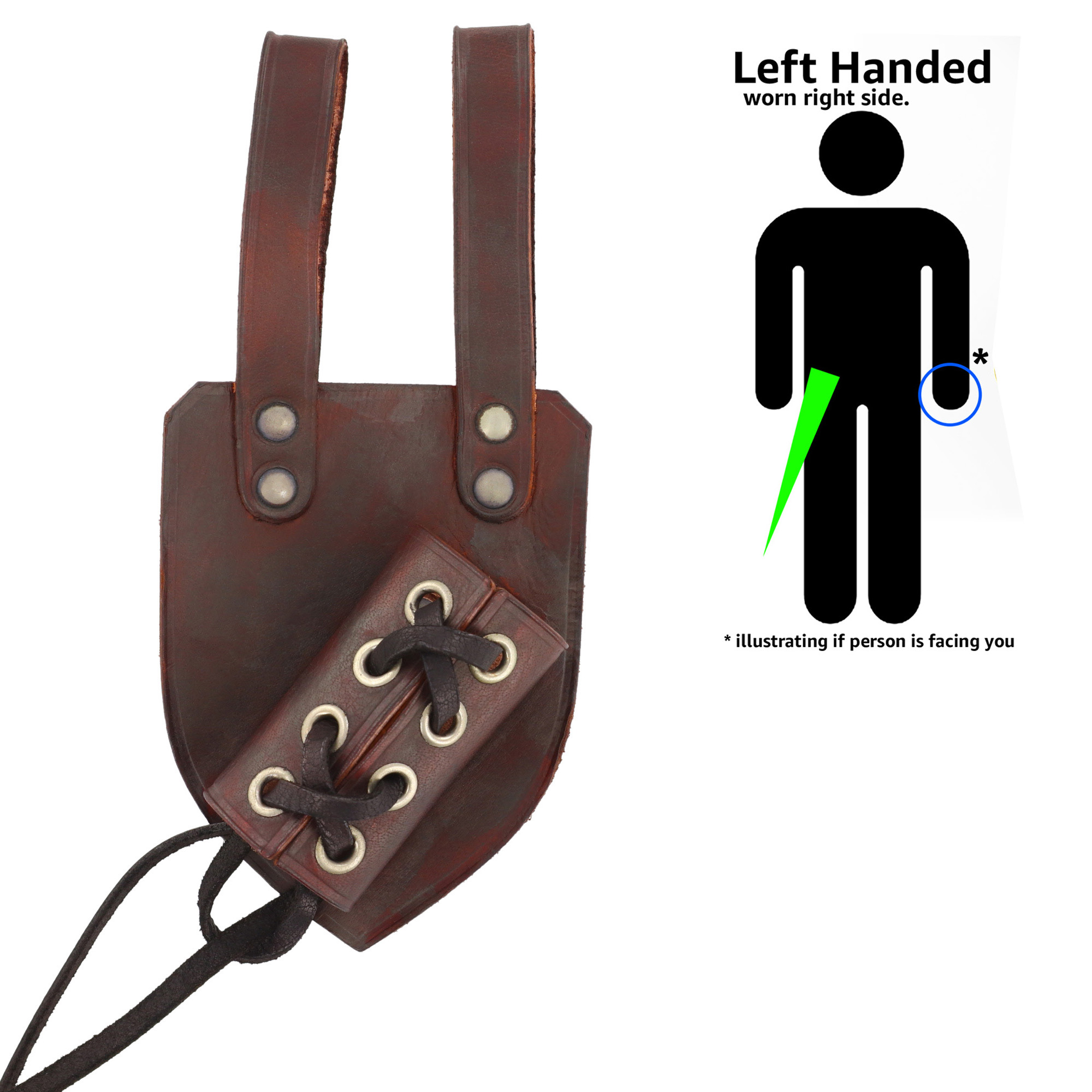 Left-Handed Genuine Leather Universal Diagonal Dagger Rapier Sabre Frog | BROWN