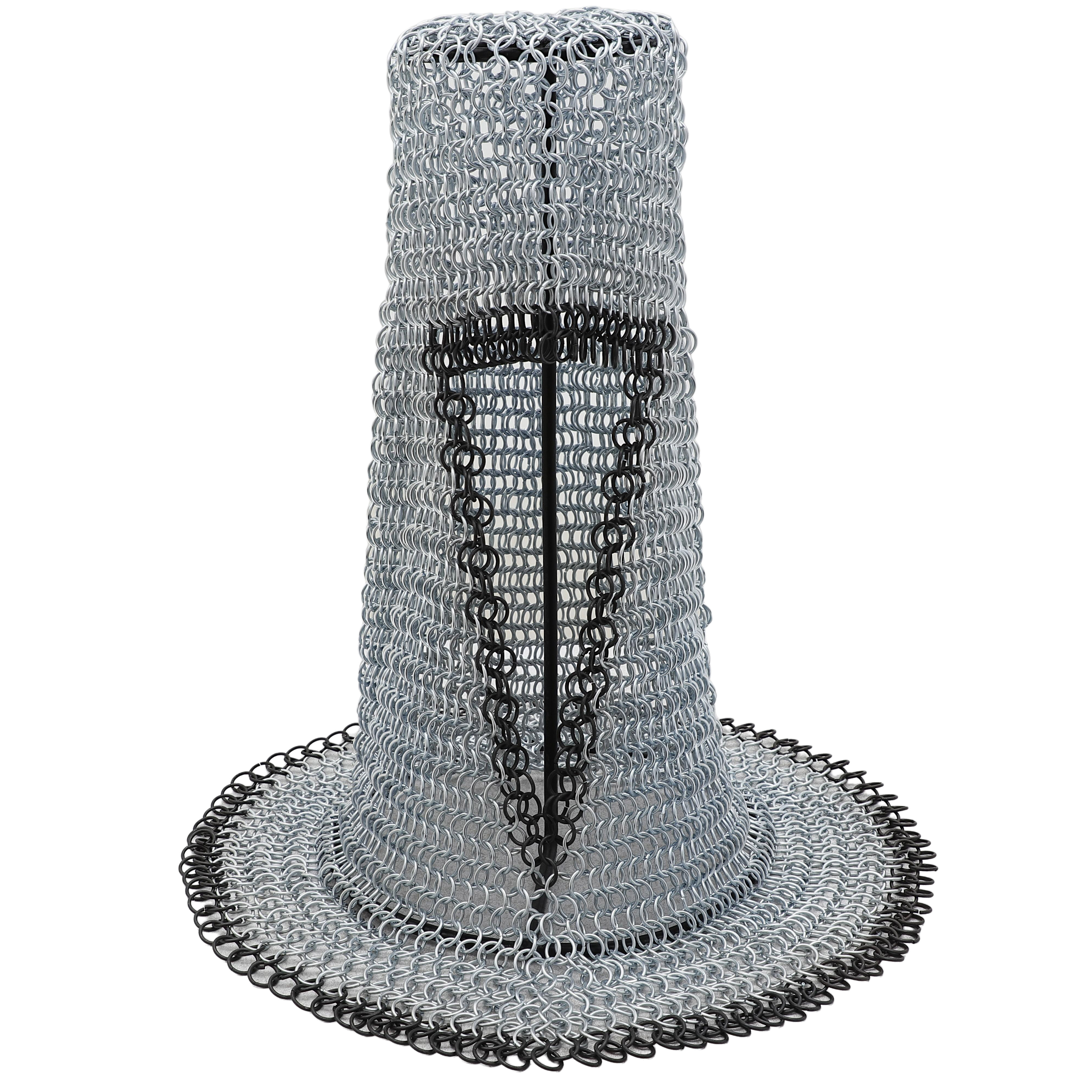 Chainmail Coif in Silver with Black Accents - Full Protection for Head and Neck