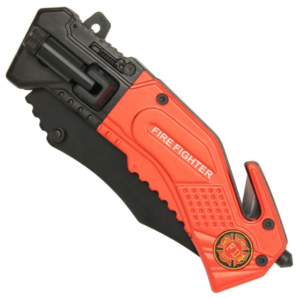 Spring Assist LED Tactical Rescue Knife Firefighter