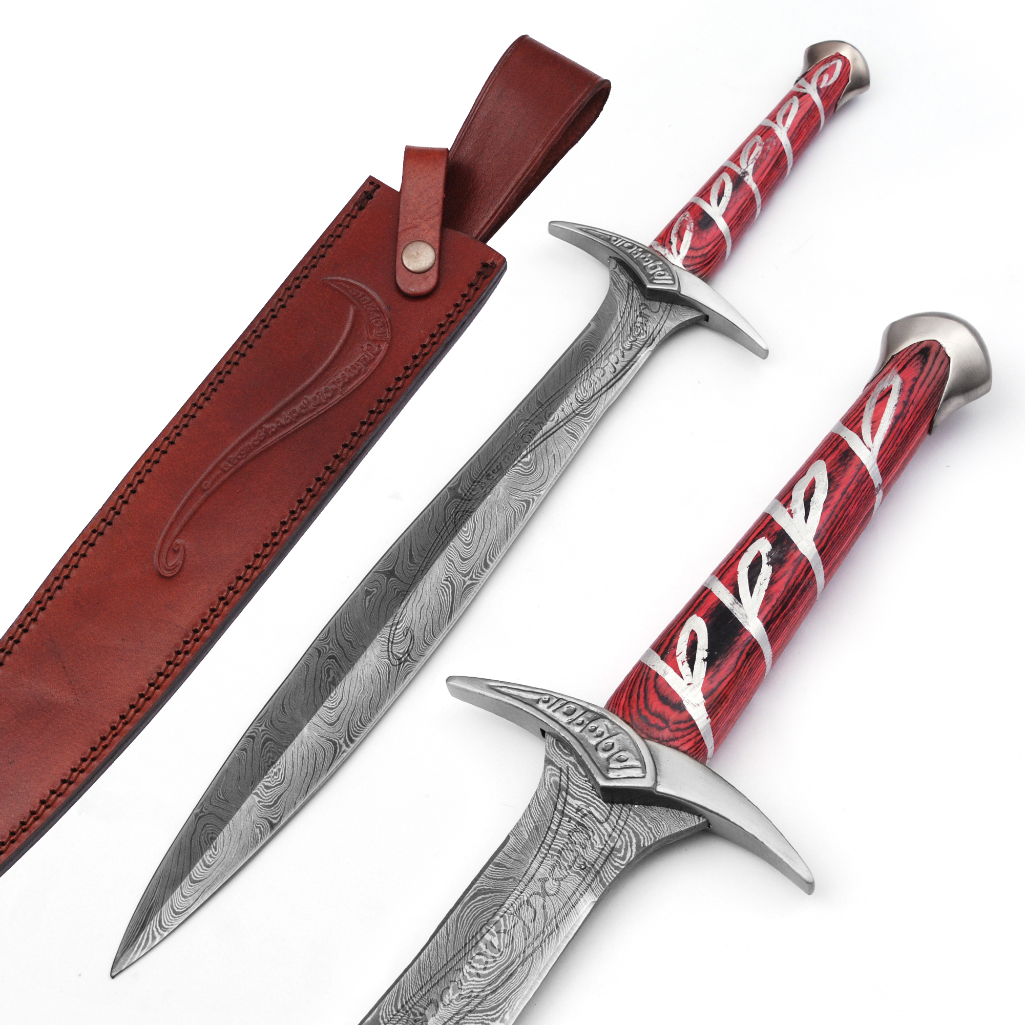 Movie Replica Elven Made Damascus Steel SWORD Dagger