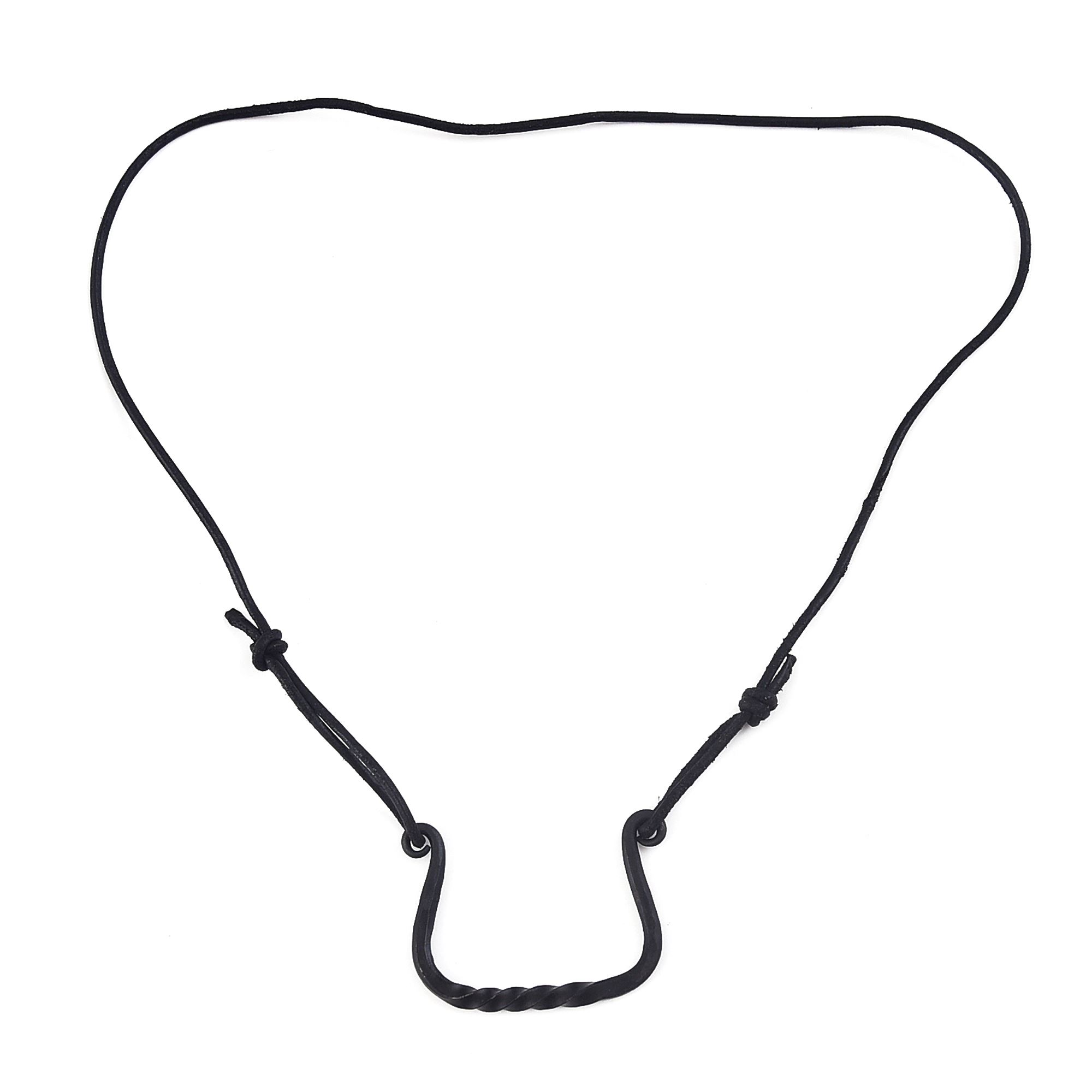 Steel PENDANT with Twist Design ? Leather Cord Necklace
