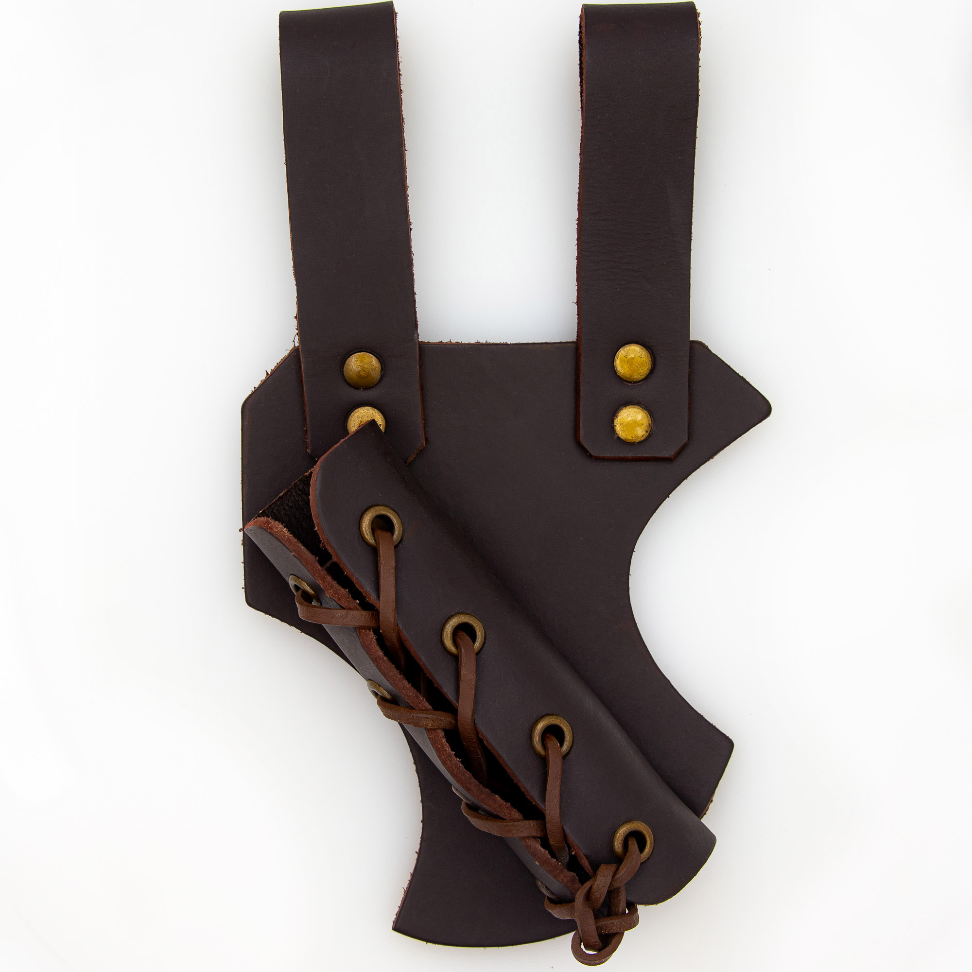 Right-Handed Medieval Hawk Wood Leather Sword Dagger Weapon Frog COSTUME Accessory | Brown